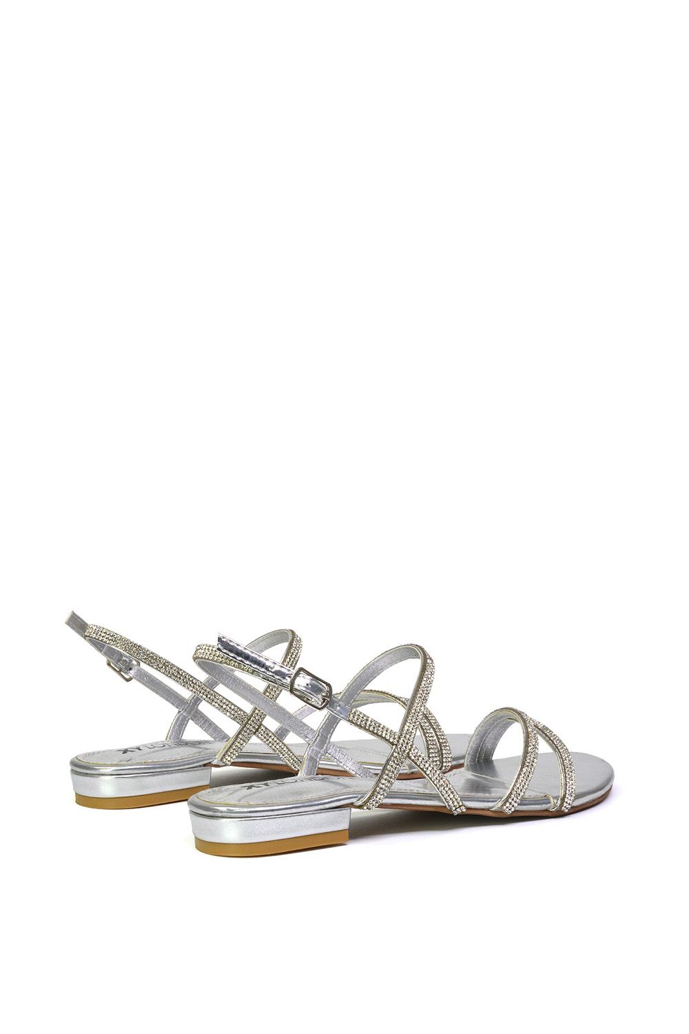 XY London 'Orla' Strappy Summer Flat Diamante Sandals Flats image 2