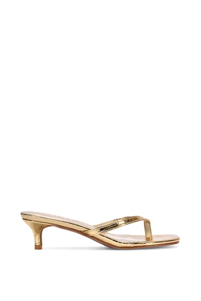 XY London 'Jane' Toe Post Low Kitten Heel Mule Sandal Shoes