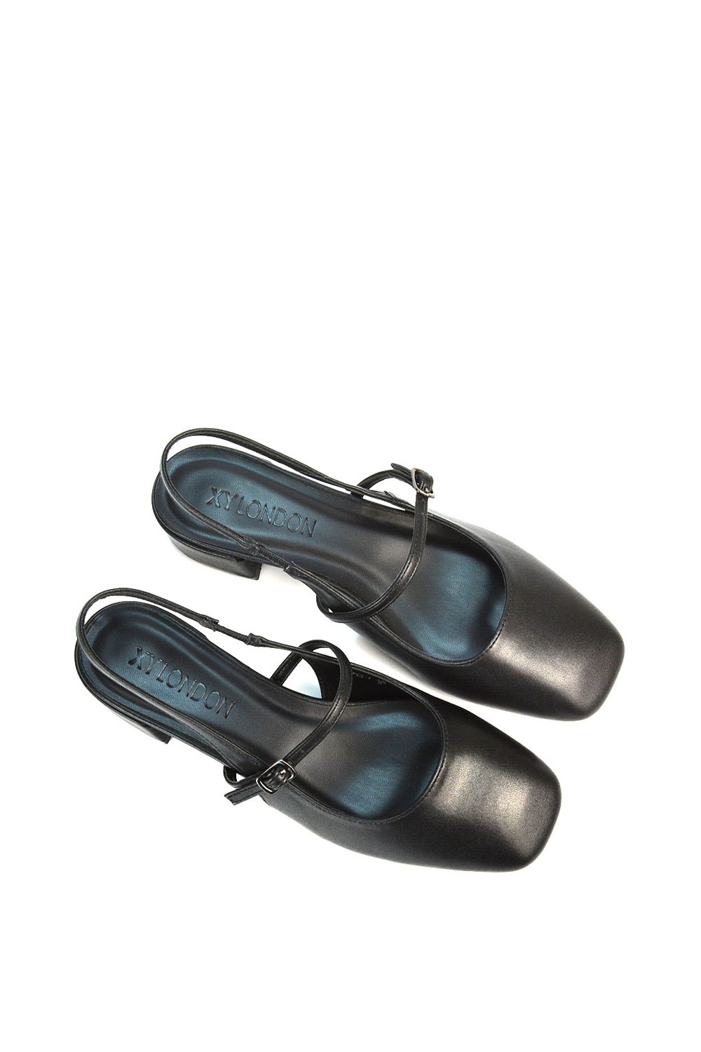 XY London 'Marie' Low Block Heel Square Toe Closed Toe Slingback Shoes image 5