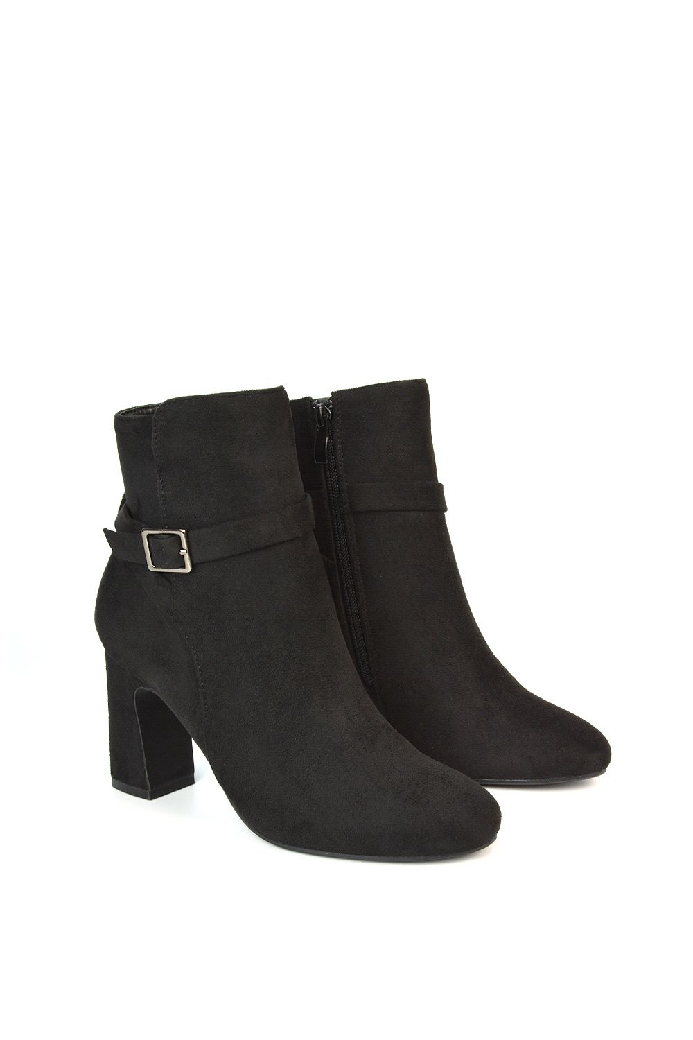 XY London 'Mary' Block Mid High Heel Shoe Booties With Buckle Strap image 3