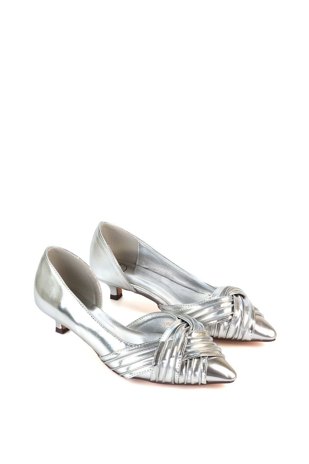 XY London 'Freya' Pointed Toe Kitten Low Heel Classic Bridal Shoe Pumps image 5