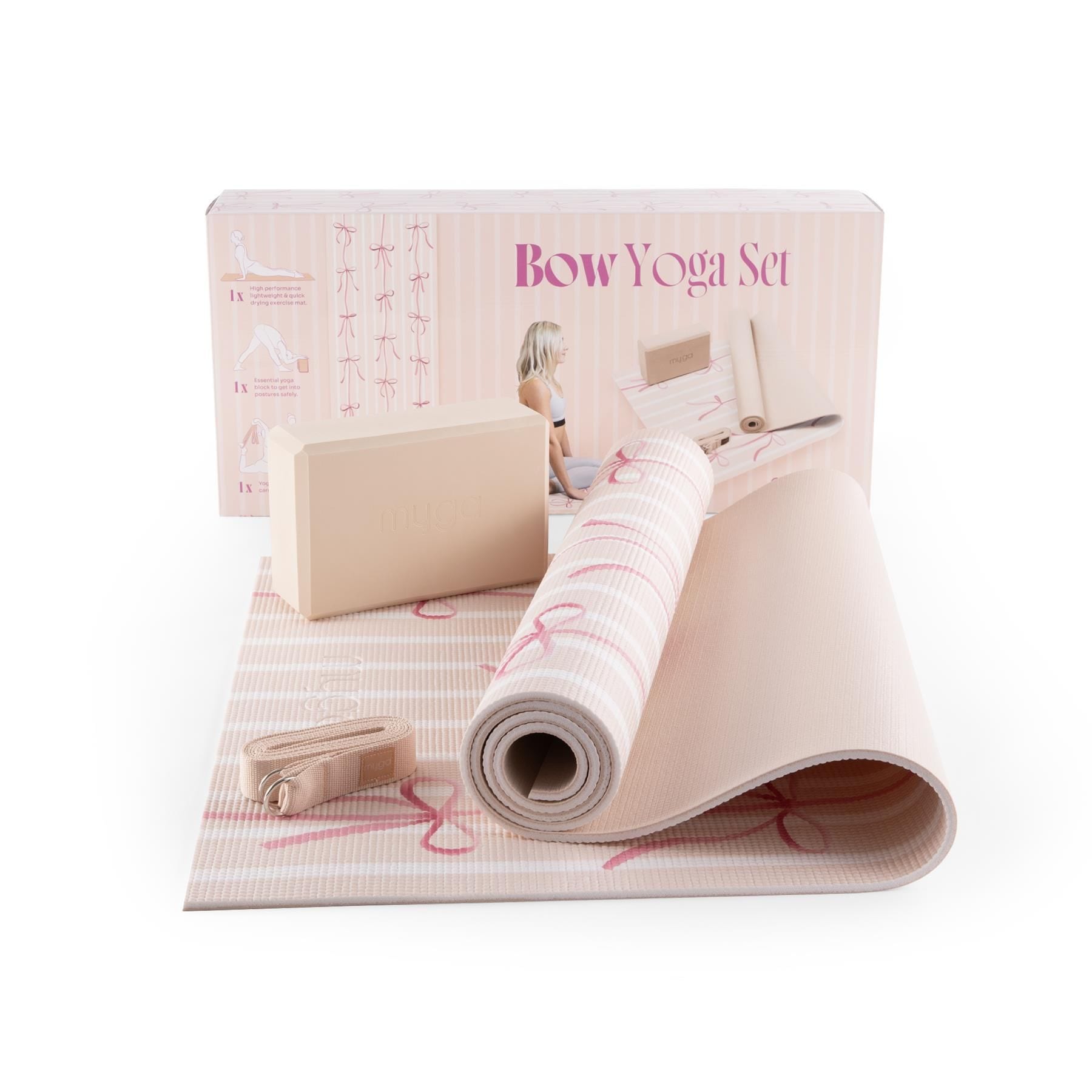 Myga Myga Printed Yoga Set - Pink Bows