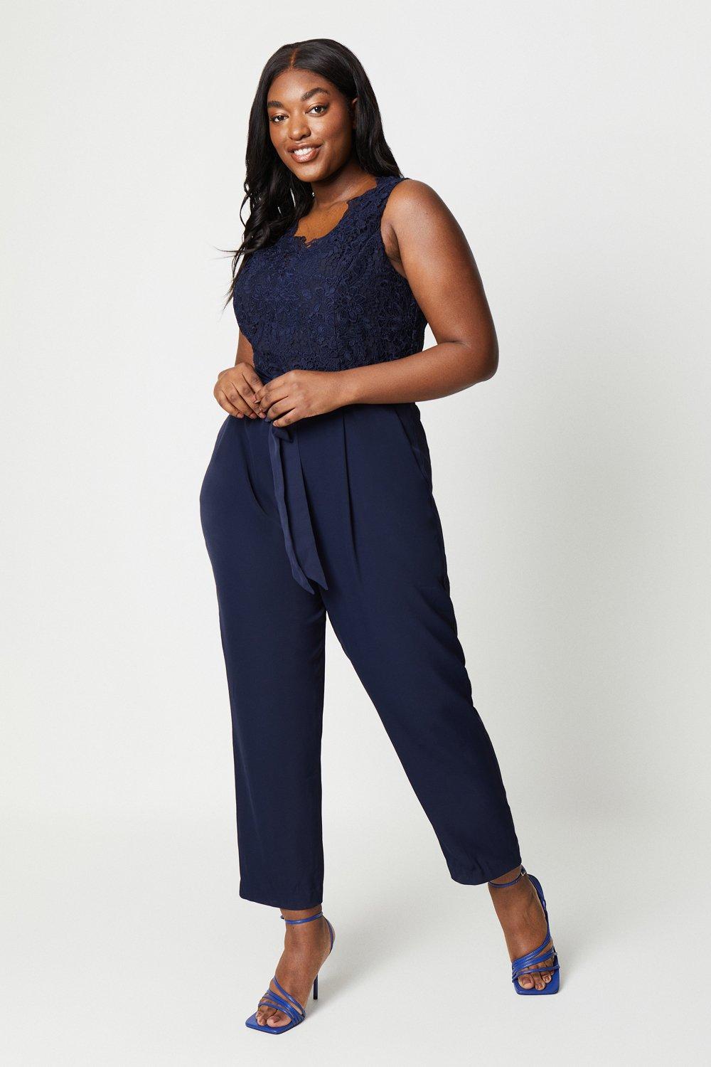 Coast Plus Lace V Neck Jumpsuit Navy image 1