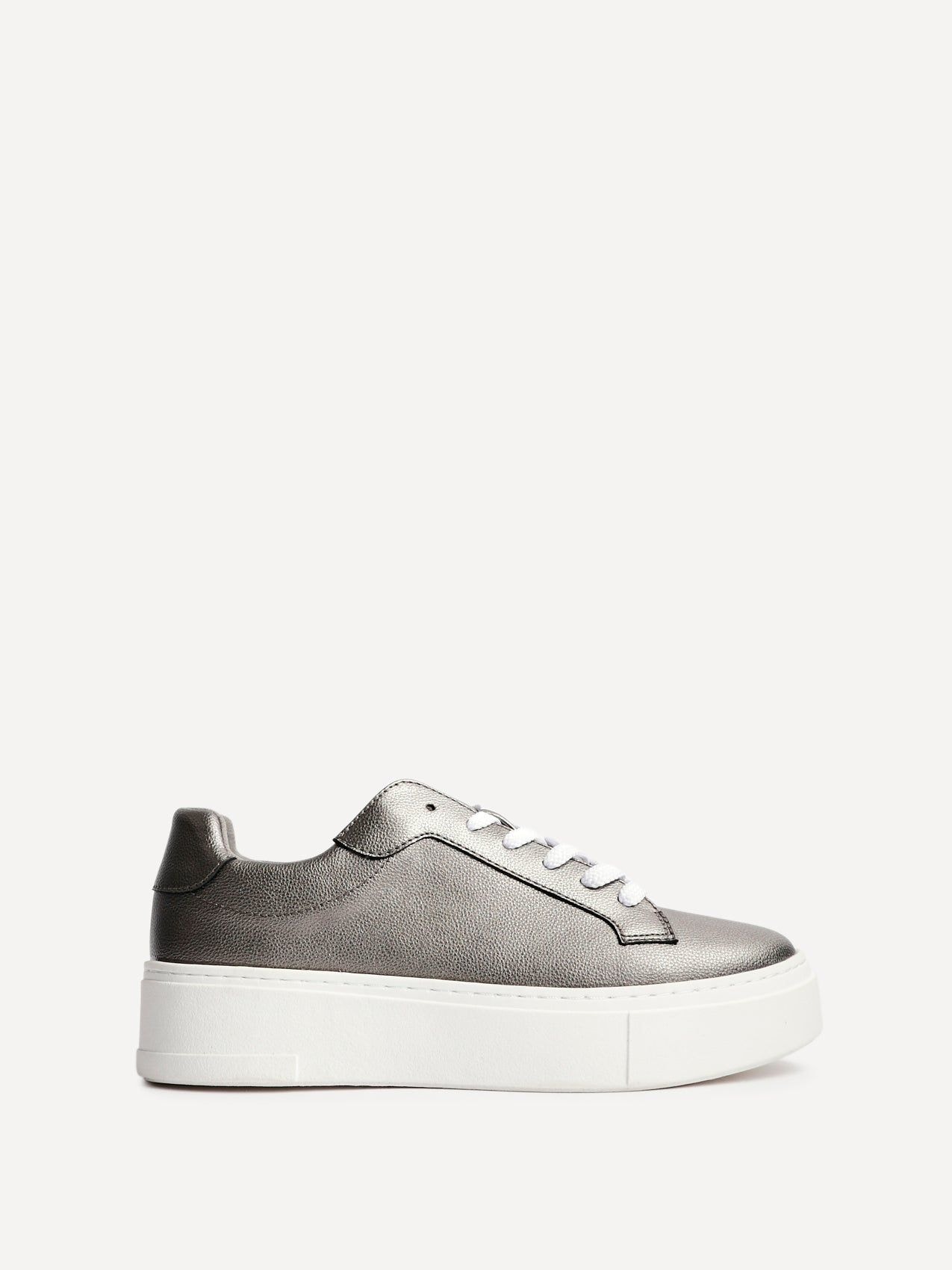 Linzi Jersey Pewter Faux Leather Lace Up Flatform Trainers image 1