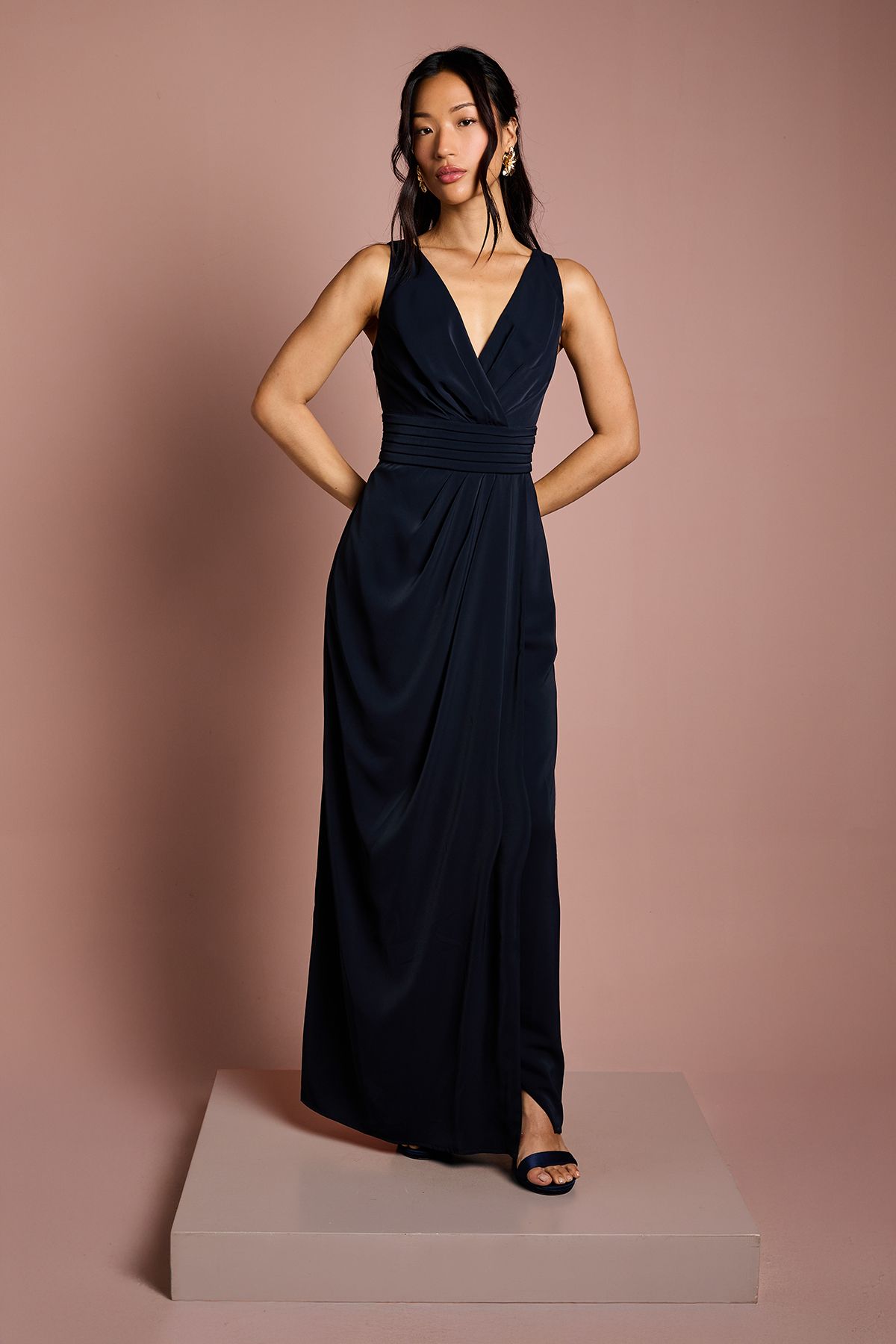 Coast V Neck Sleeveless Bridesmaid Dress Navy