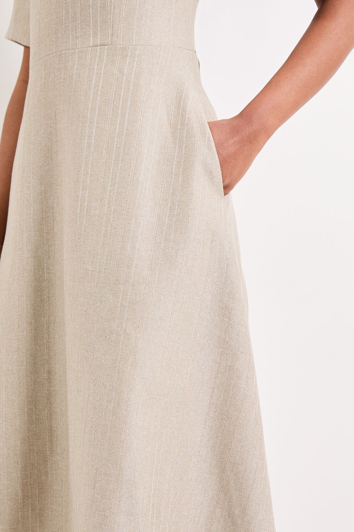 Principles Beige Stripe Detail Tailored Midi Dress Beige image 4