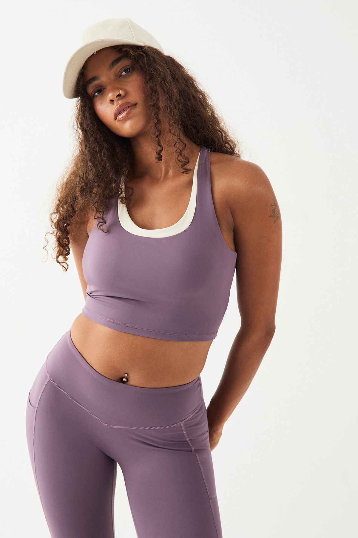 DSGN Studio DSGN Studio Ultra Sculpt Contrast Longline Sports Bra Grape image 4