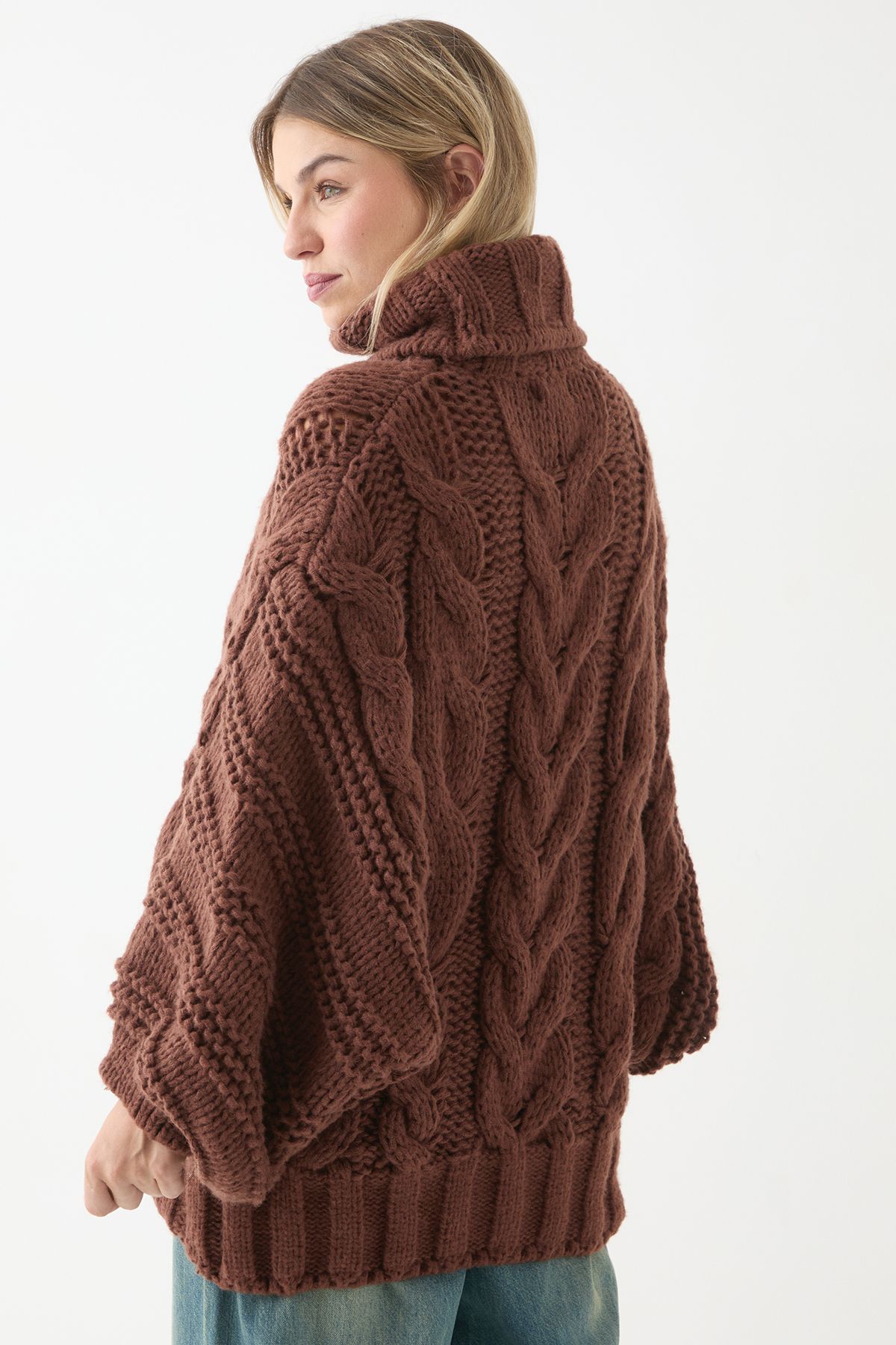MissPap Chunky Cable Knitted Jumper Chocolate image 3