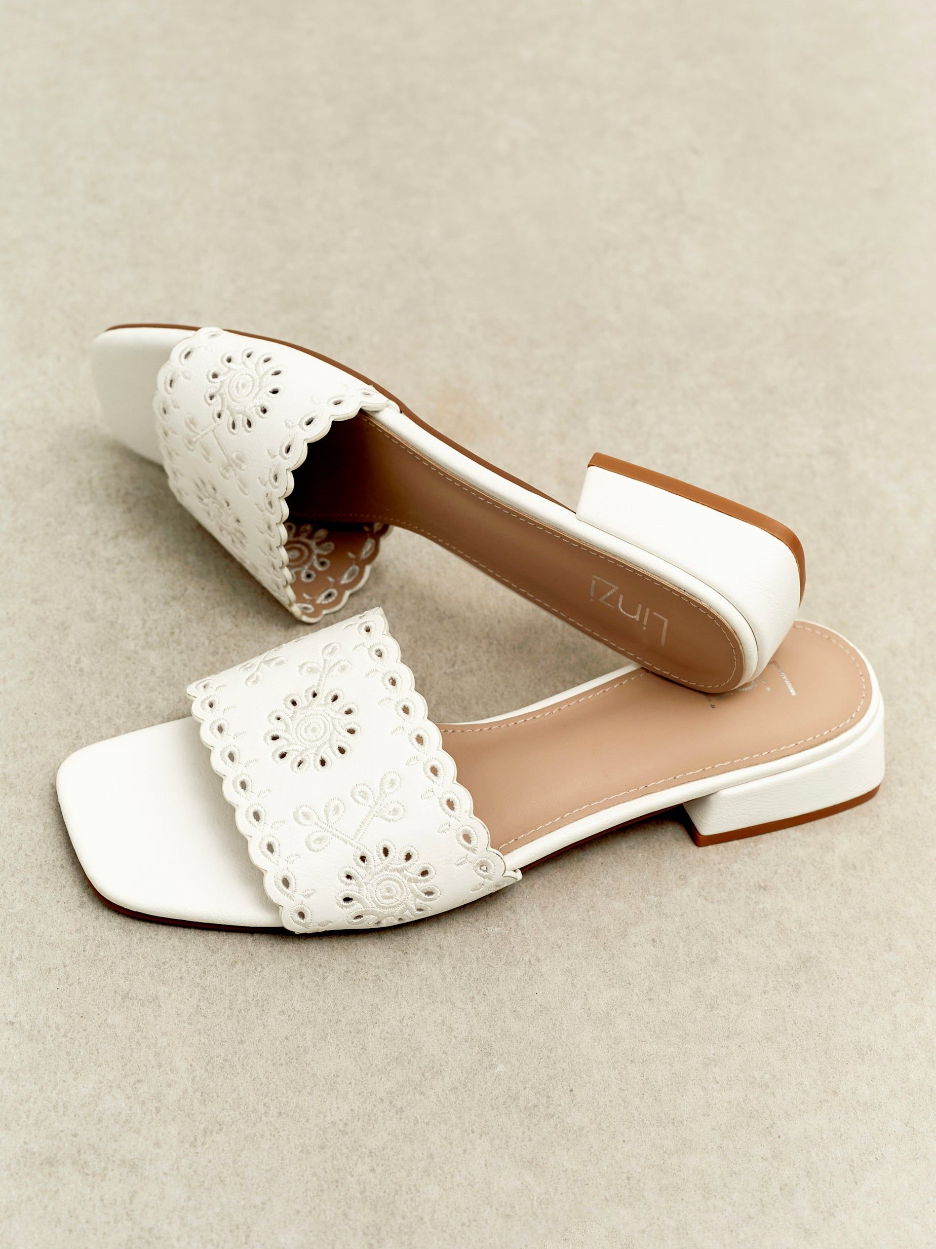Linzi Lavender White Faux Leather Mule image 2