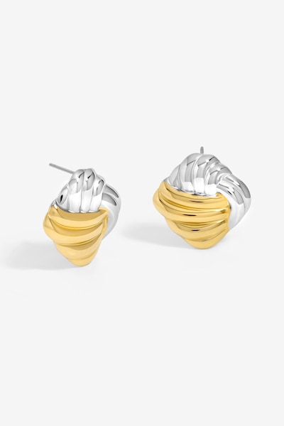 Jon Richard Two Tone Ridge Stud Earrings