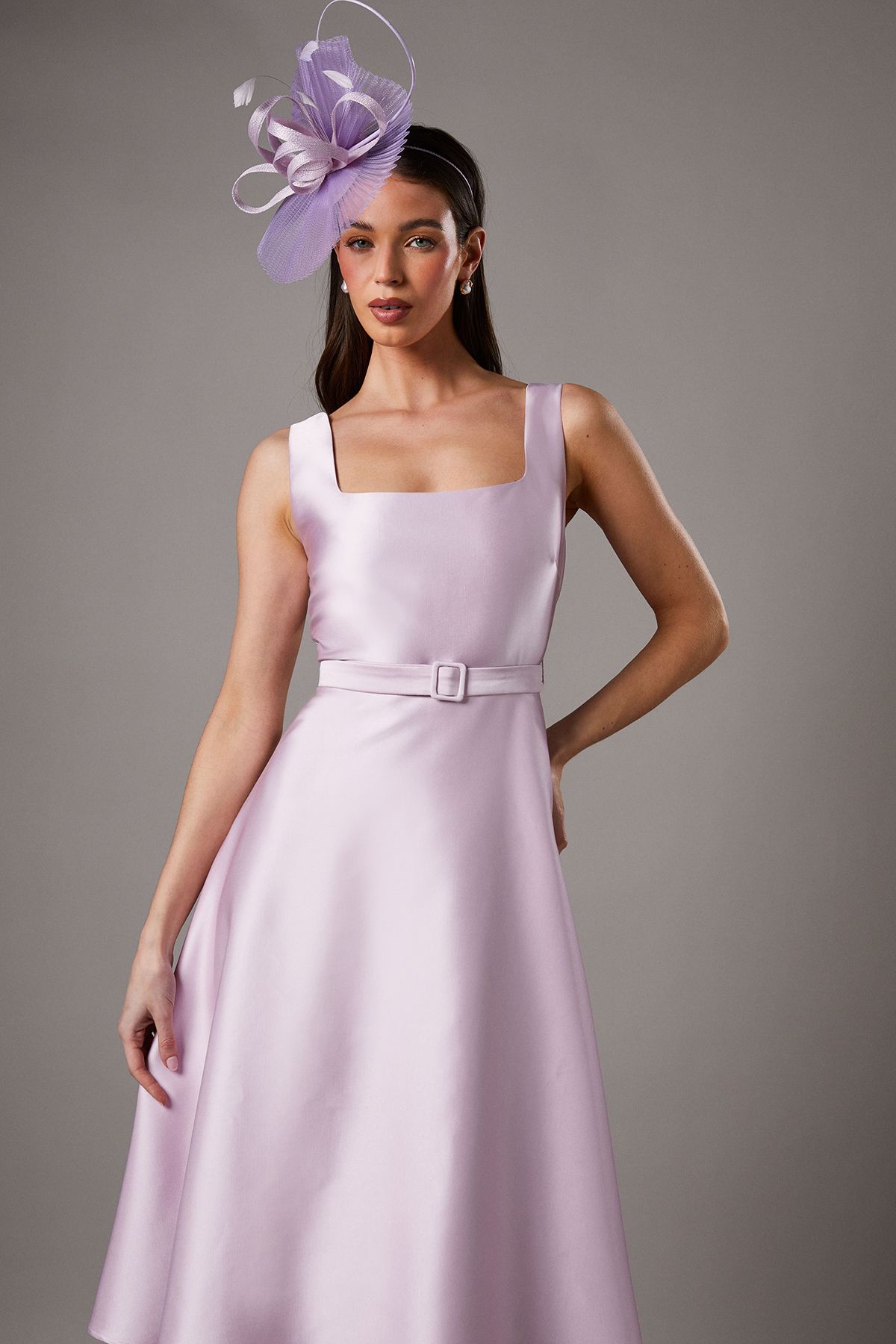 Coast Petite Belted Twill Midi Dress Lilac image 2