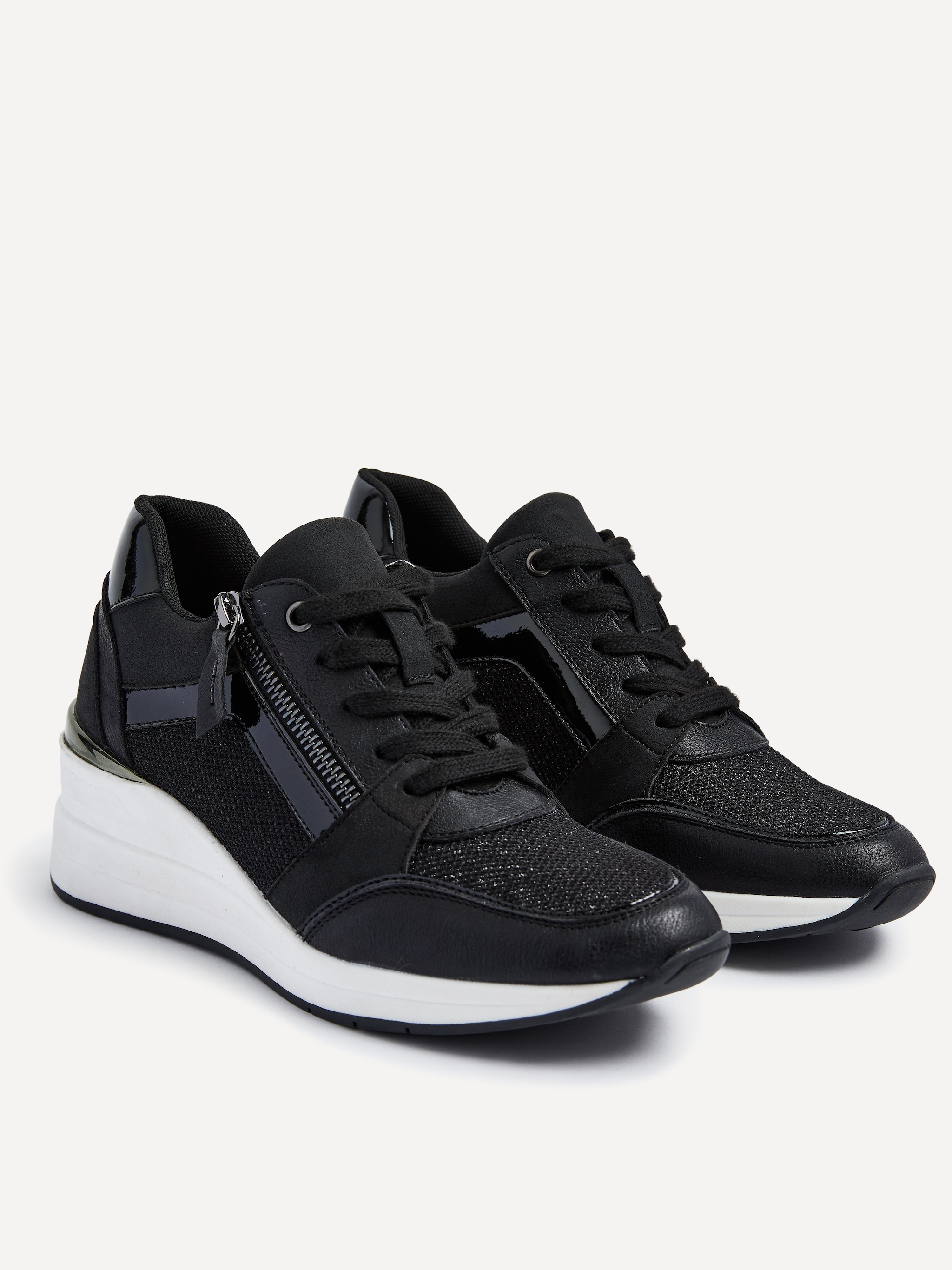 Linzi Everett Black Glitter Wedged Trainer image 3