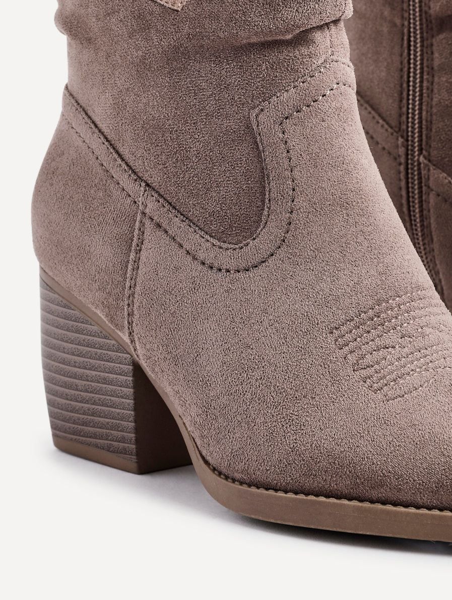Linzi Carter Mocha Faux Suede Western Inspired Ankle Boot image 5