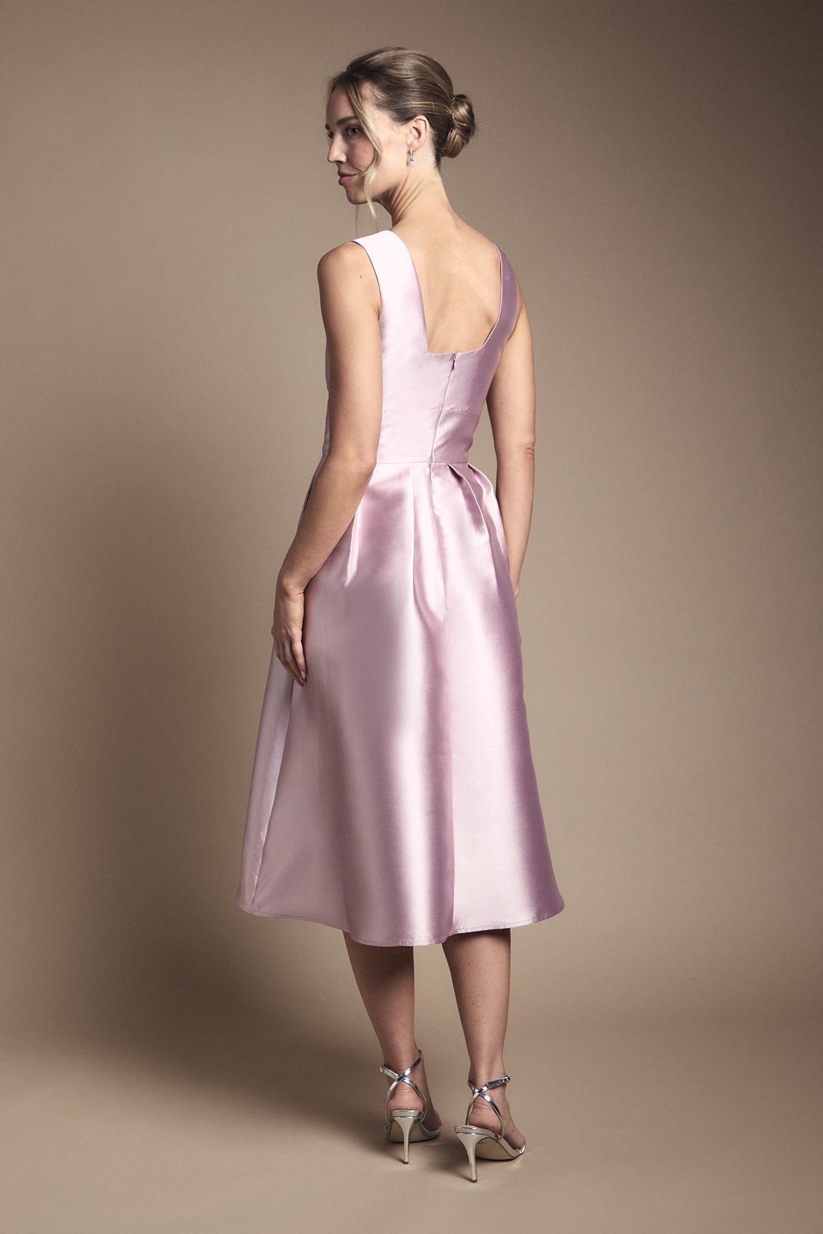 Coast Plunge Neck Structured Twill Midi Bridesmaid Dress Mauve image 3