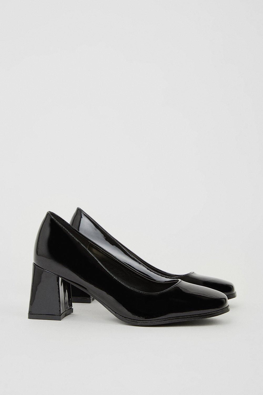 Oasis Square Toe Court Shoes True Black image 3