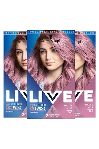 Schwarzkopf LIVE Mauve Kiss 'Hair Dye' Lightener + Twist 105 3x