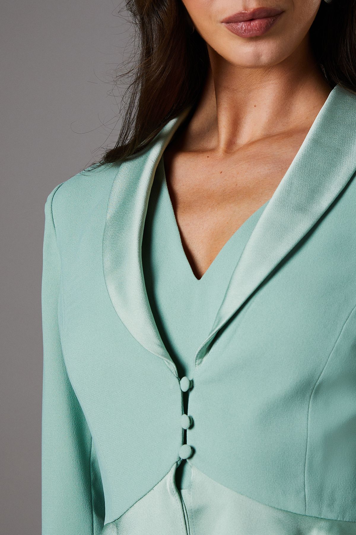 Coast Satin Back Crepe Tailored Jacket With Peplum Sage image 5