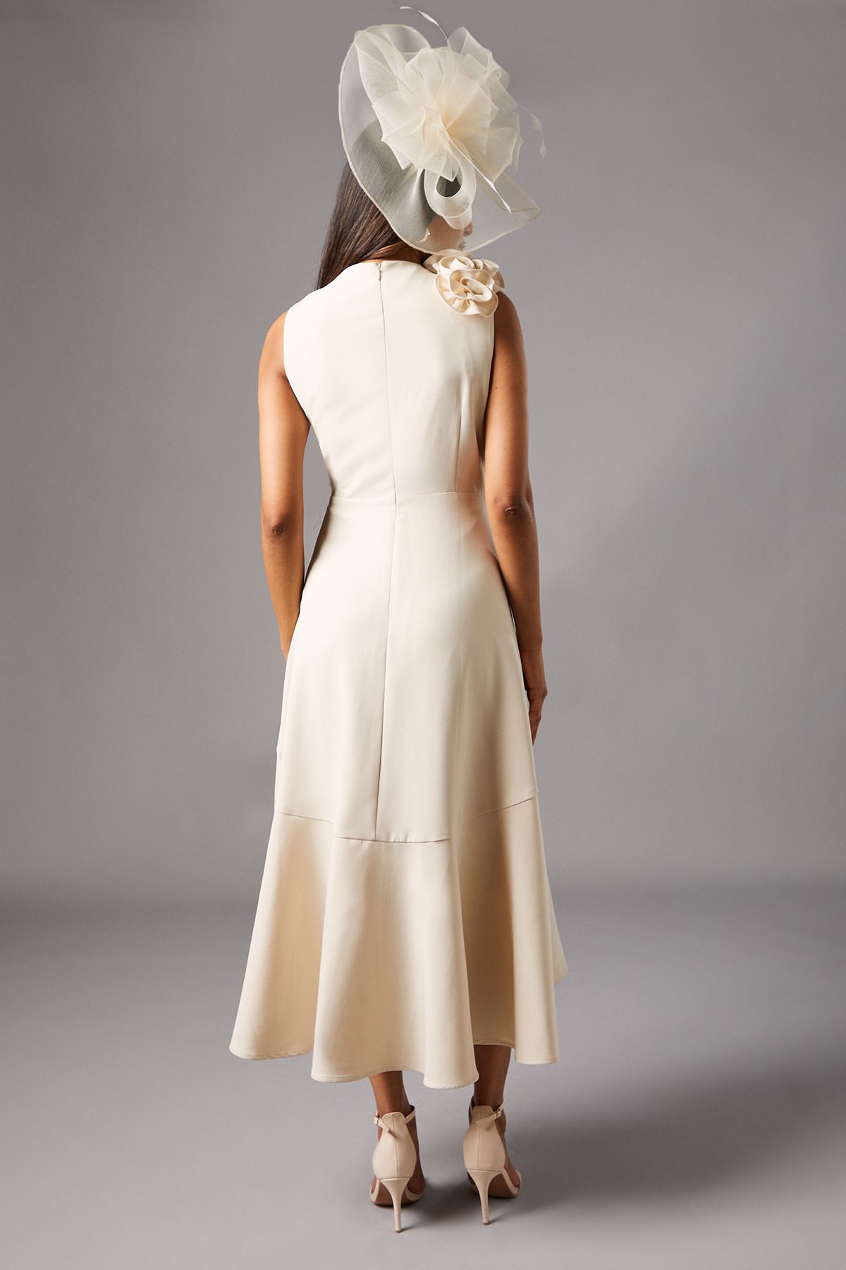 Coast Petite 3D Corsage High Low Dress Champagne image 4