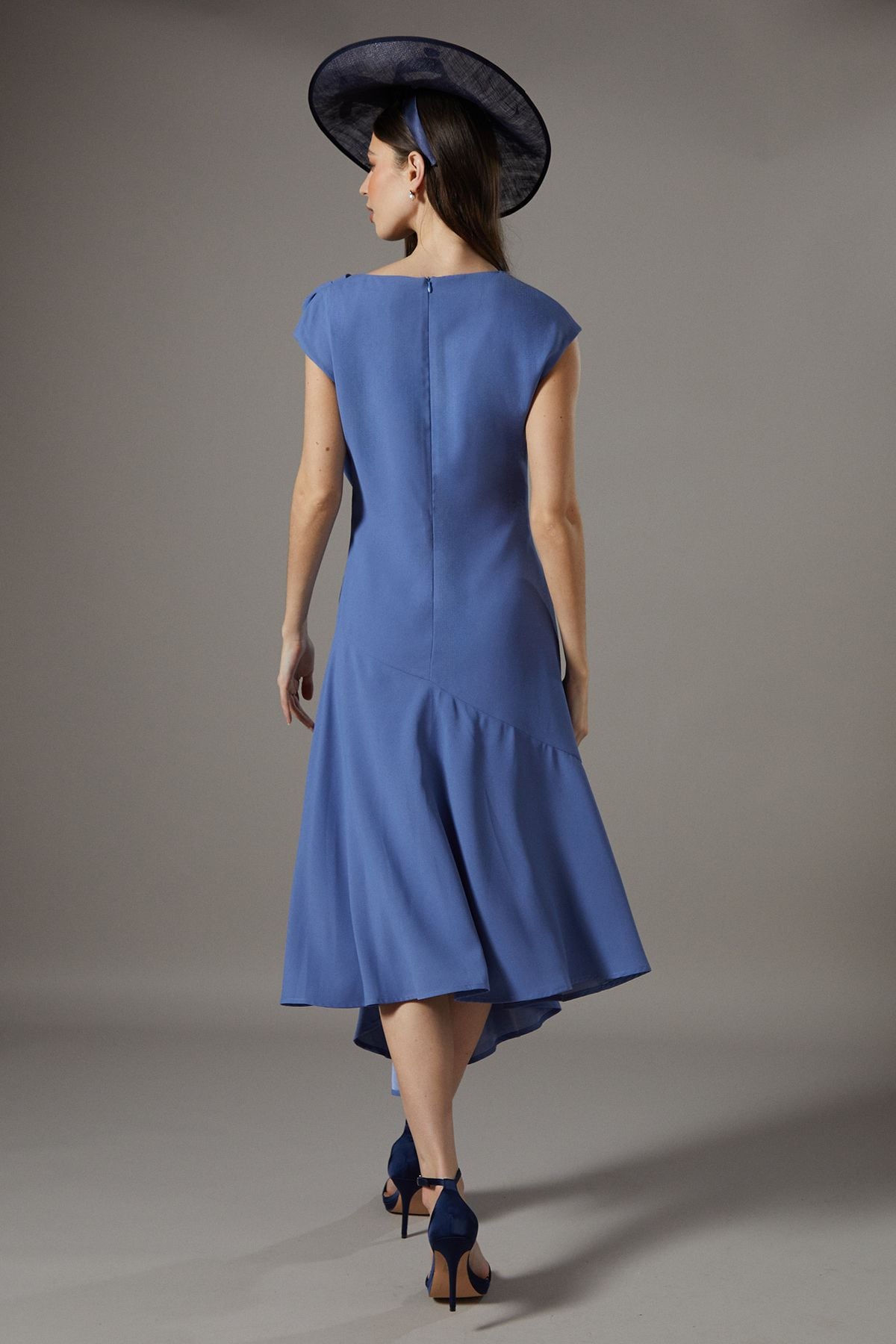 Coast Drape Side Cap Sleeve Midi Dress Grey Blue image 3