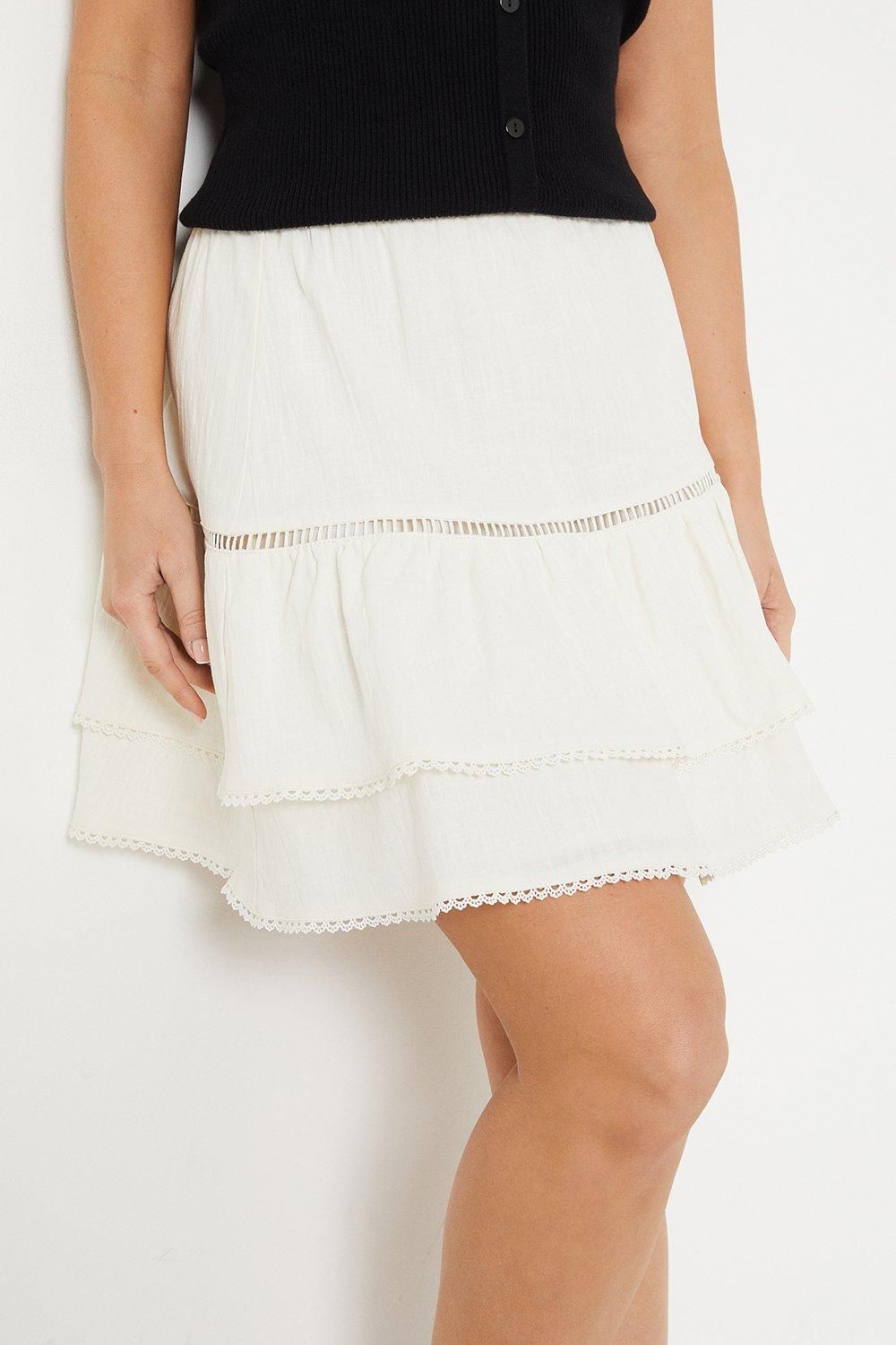 Oasis Plain Tiered Mini Skirt Stone image 4