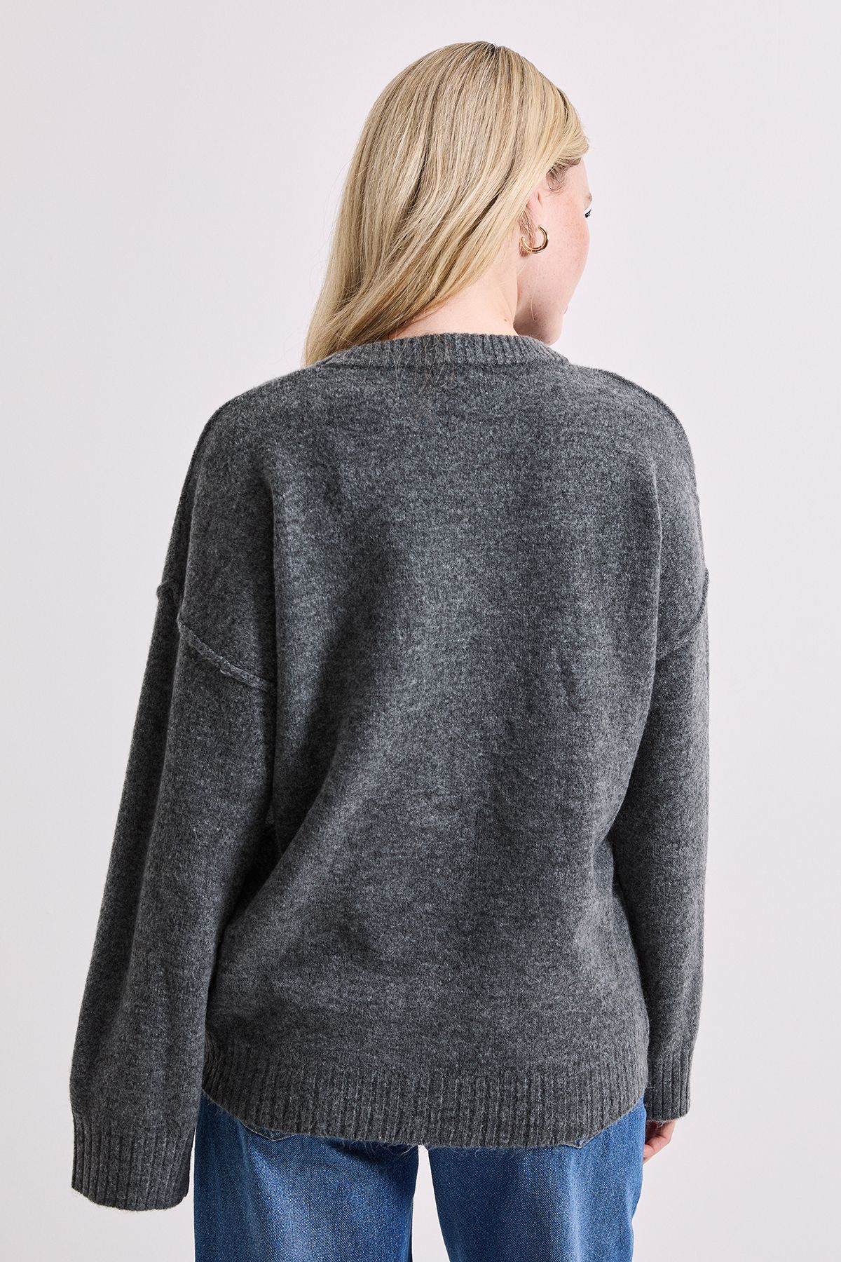 Dorothy Perkins Relaxed Crew Jumper Grey image 3