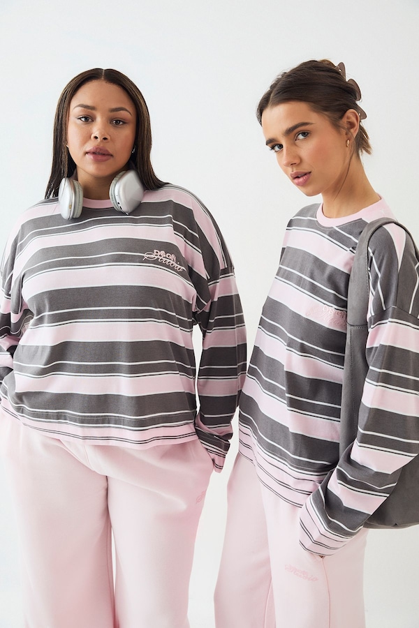 DSGN Studio DSGN Studio Stripe Long Sleeve T-Shirt Light Pink