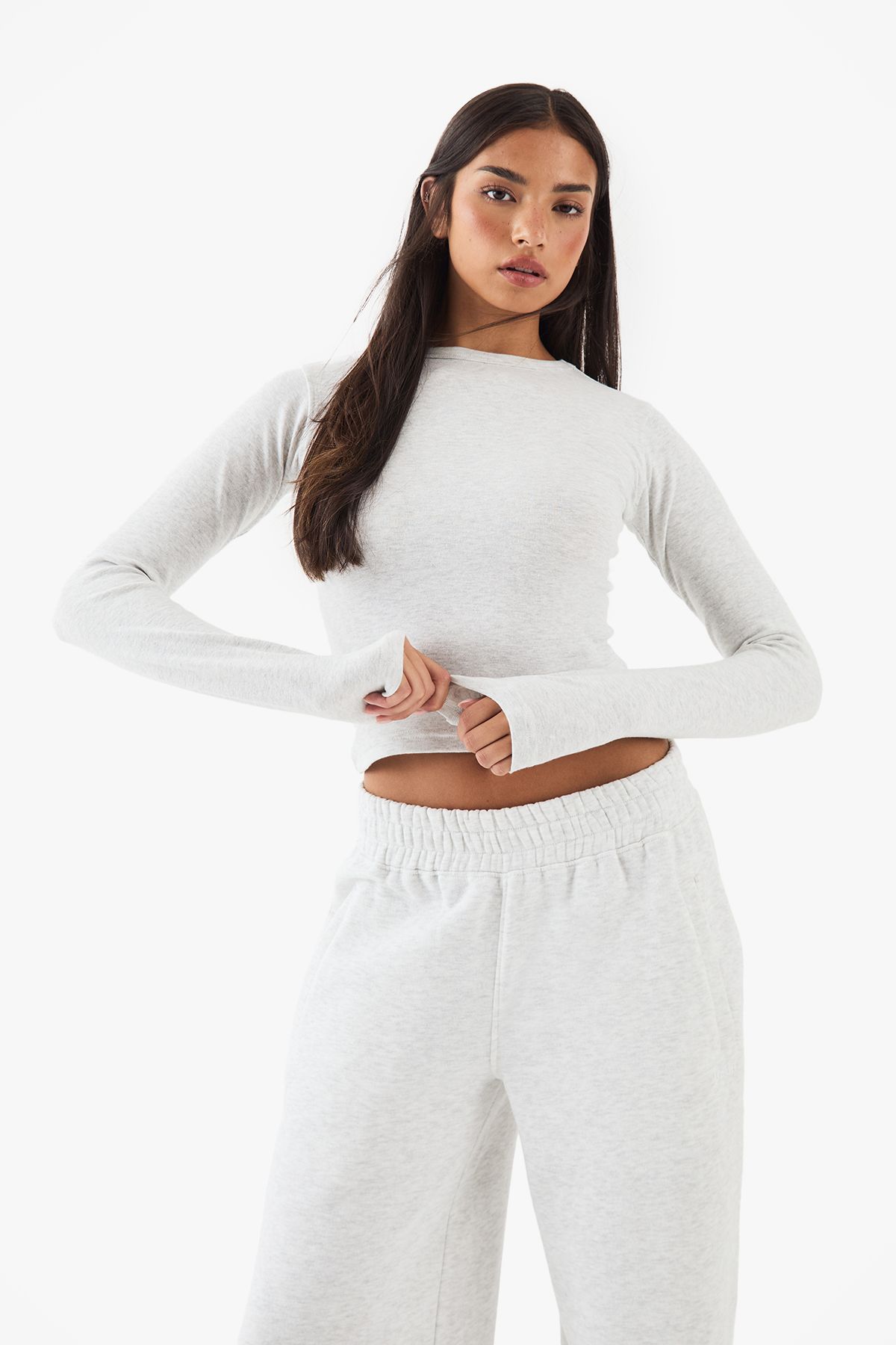 DSGN Studio DSGN Studio Embroidered Long Sleeve Top Ash Grey image 3