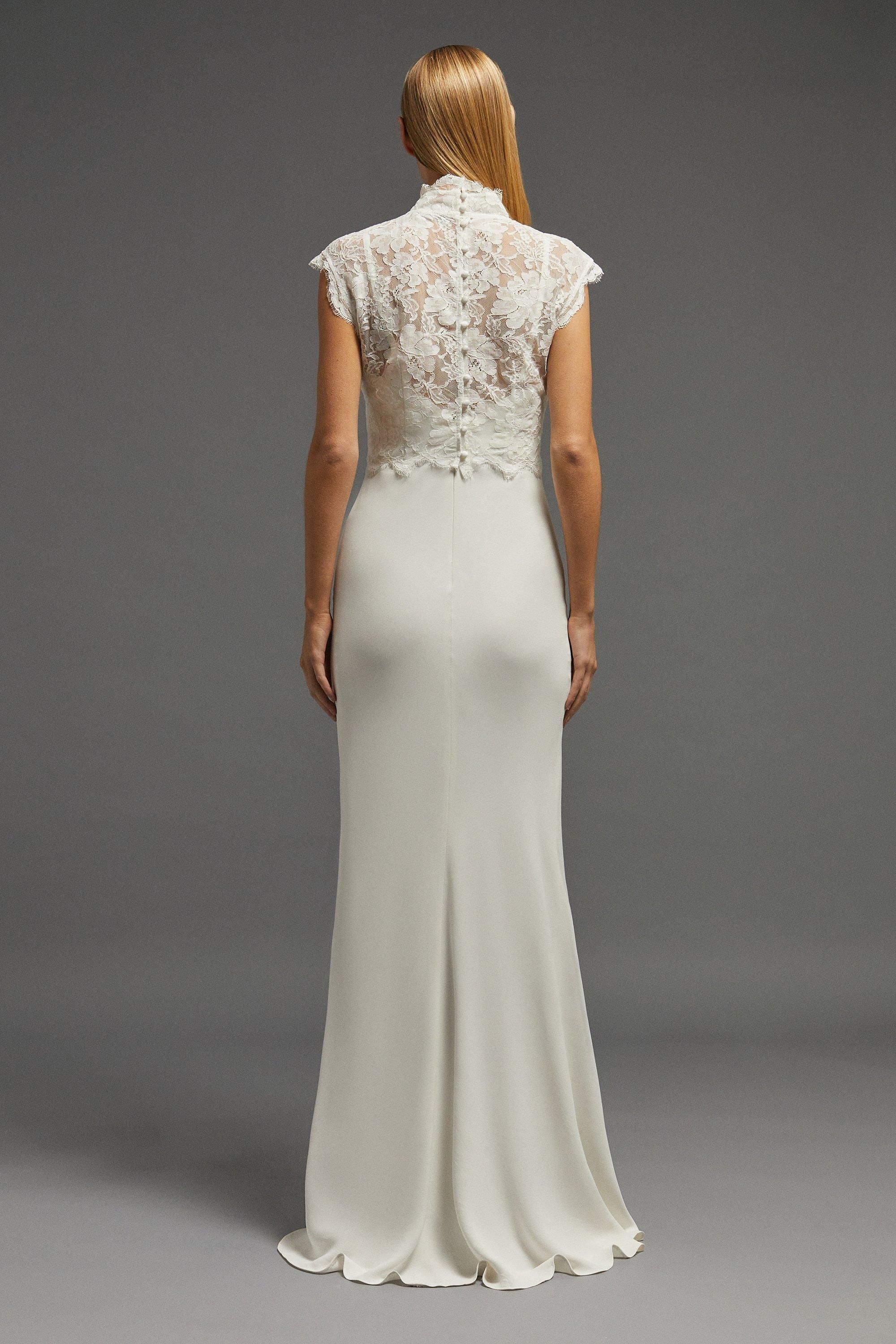 Coast High Neck Sleeveless Lace Top Ivory image 3