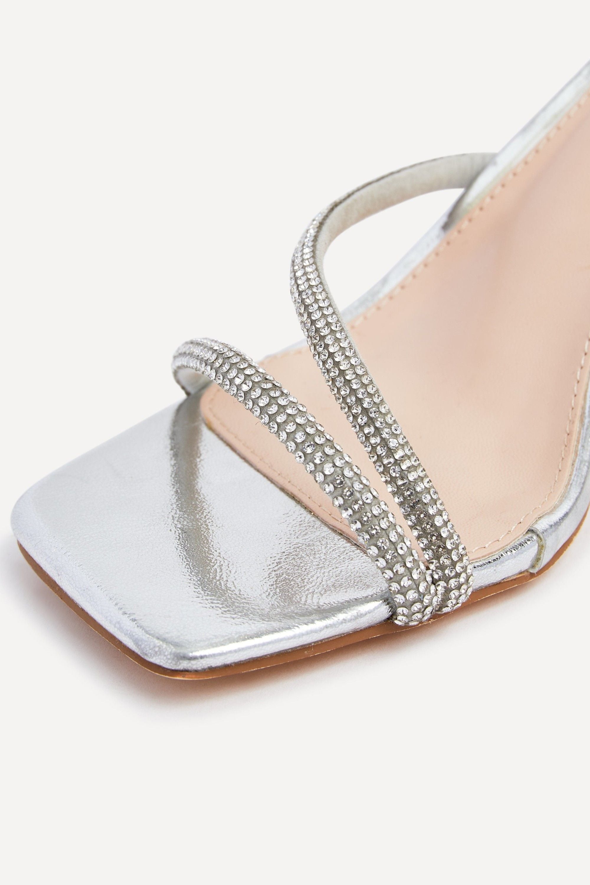 Linzi Mayfair Silver Faux Leather Diamante Heeled Sandal image 4