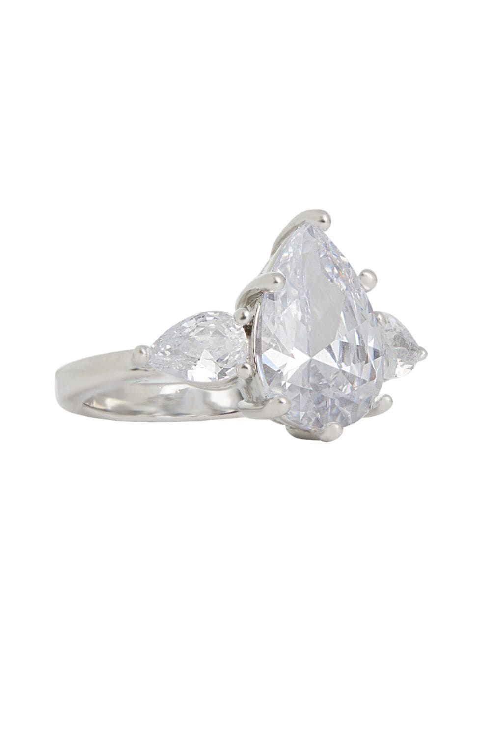 Jon Richard Rhodium Plated Cubic Zirconia Pear Ring image 1