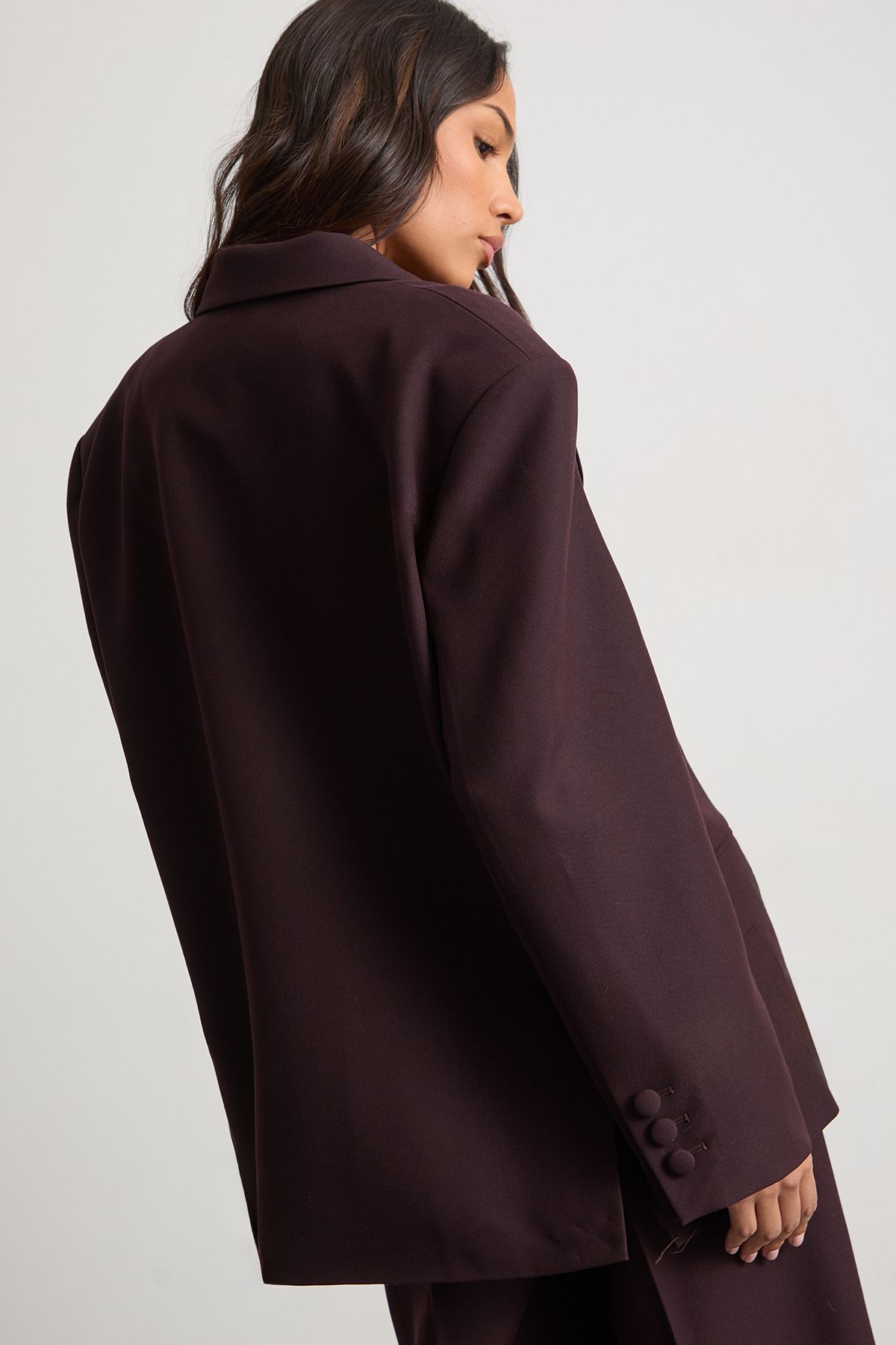 Warehouse The Premium Oversized Tailored Blazer Berry image 3