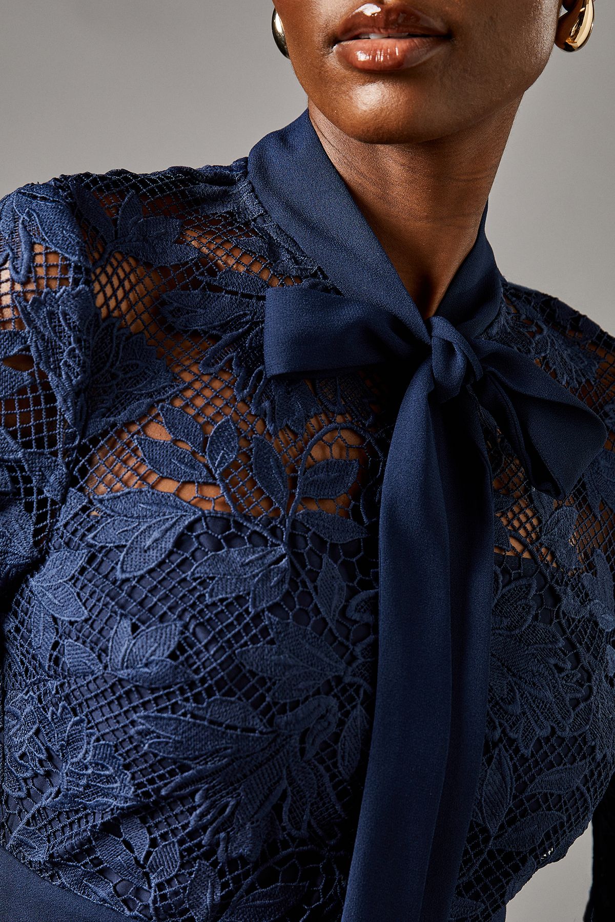 Coast Lace Tie Neck Jumpsuit Navy image 5