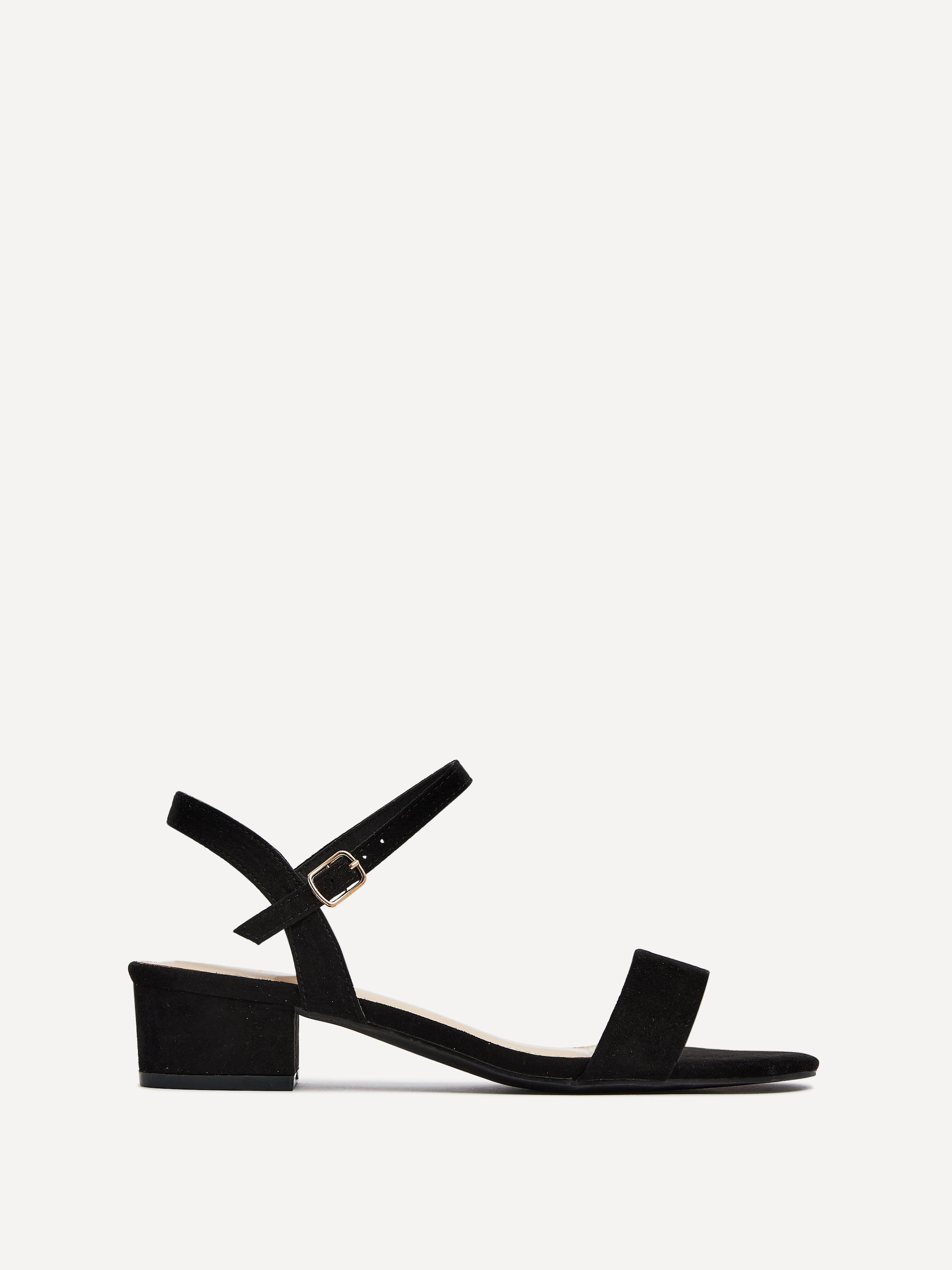 Linzi Kezzi Black Faux Suede Barely There Low Block Heeled Sandal image 1