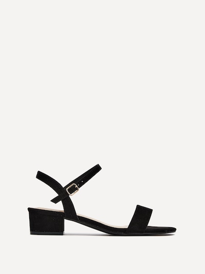 Linzi Kezzi Black Faux Suede Barely There Low Block Heeled Sandal