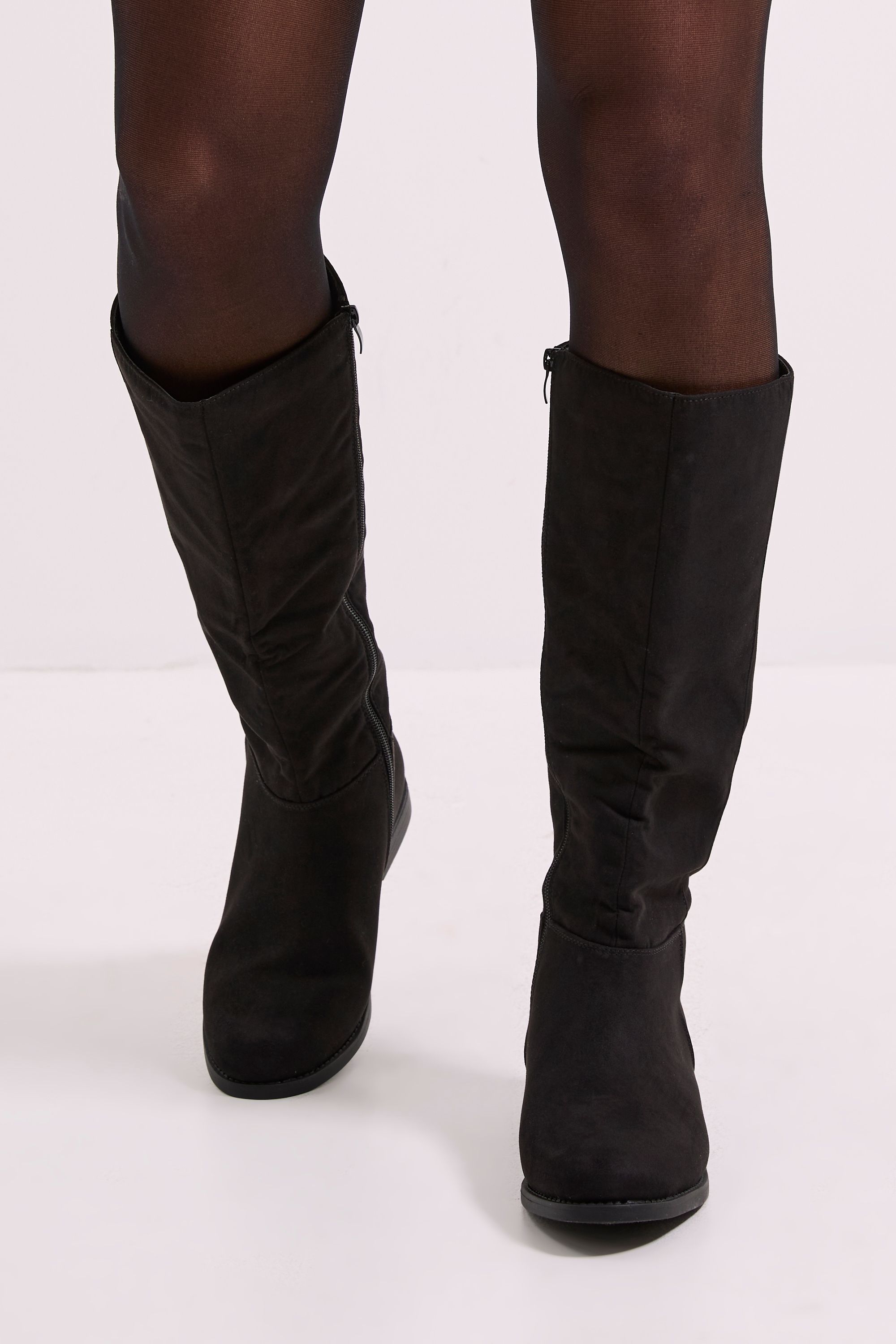 Dorothy Perkins Wide Fit Karla Knee High Flat Boots Natural Black image 3