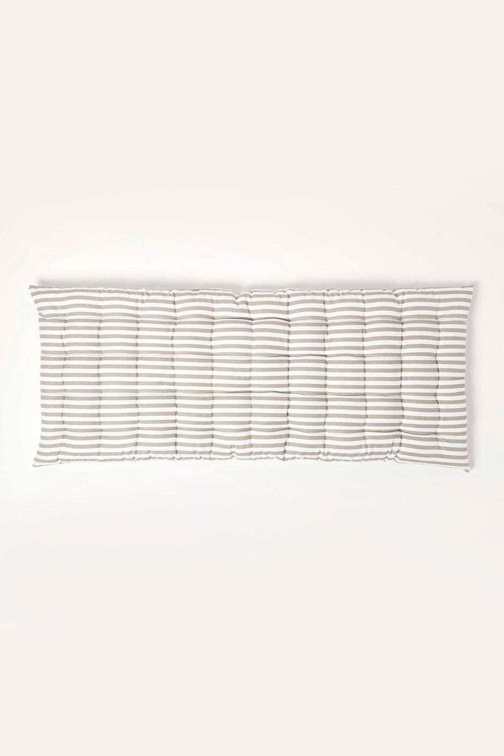 Homescapes Garden Bench Cushion Luxury 2 Seater Cotton Grey Striped Indoor Outdoor Pad image 2