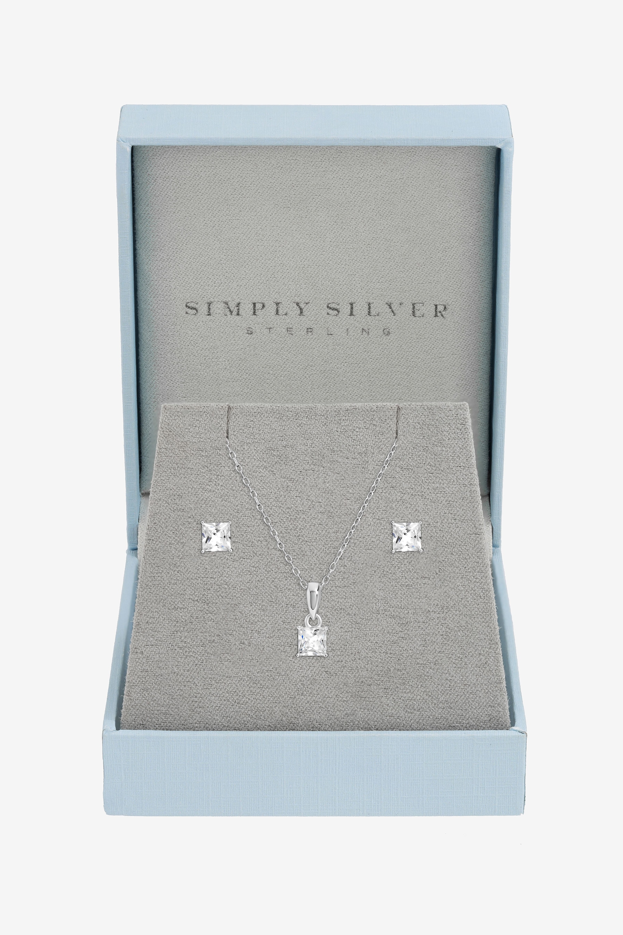 Simply Silver Sterling Silver 925 Cubic Zirconia Cushion Set image 1