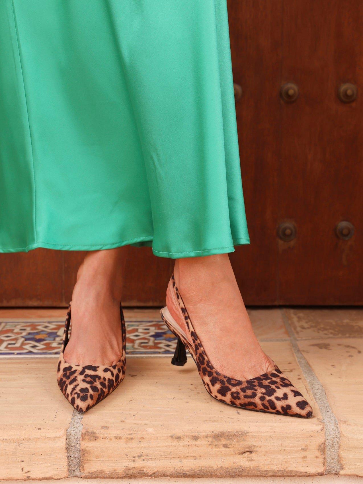Linzi Presley Leopard Print Sling Back Low Court Heel image 2