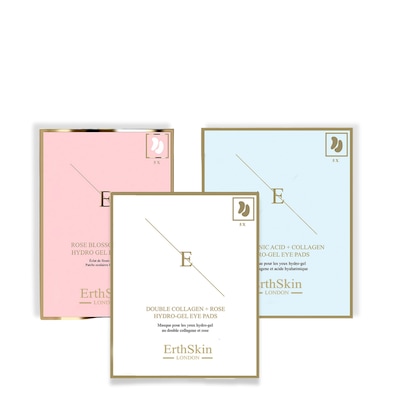 Erth Skin London Rose Blossom Glow Hydro-Gel Eye Pads 5 X 2 + Double Collagen + Rose Hydrogel Eye Pads 5 X 2 + Hyaluronic Acid + Collagen Hydrogel Eye Pads 5 X 2