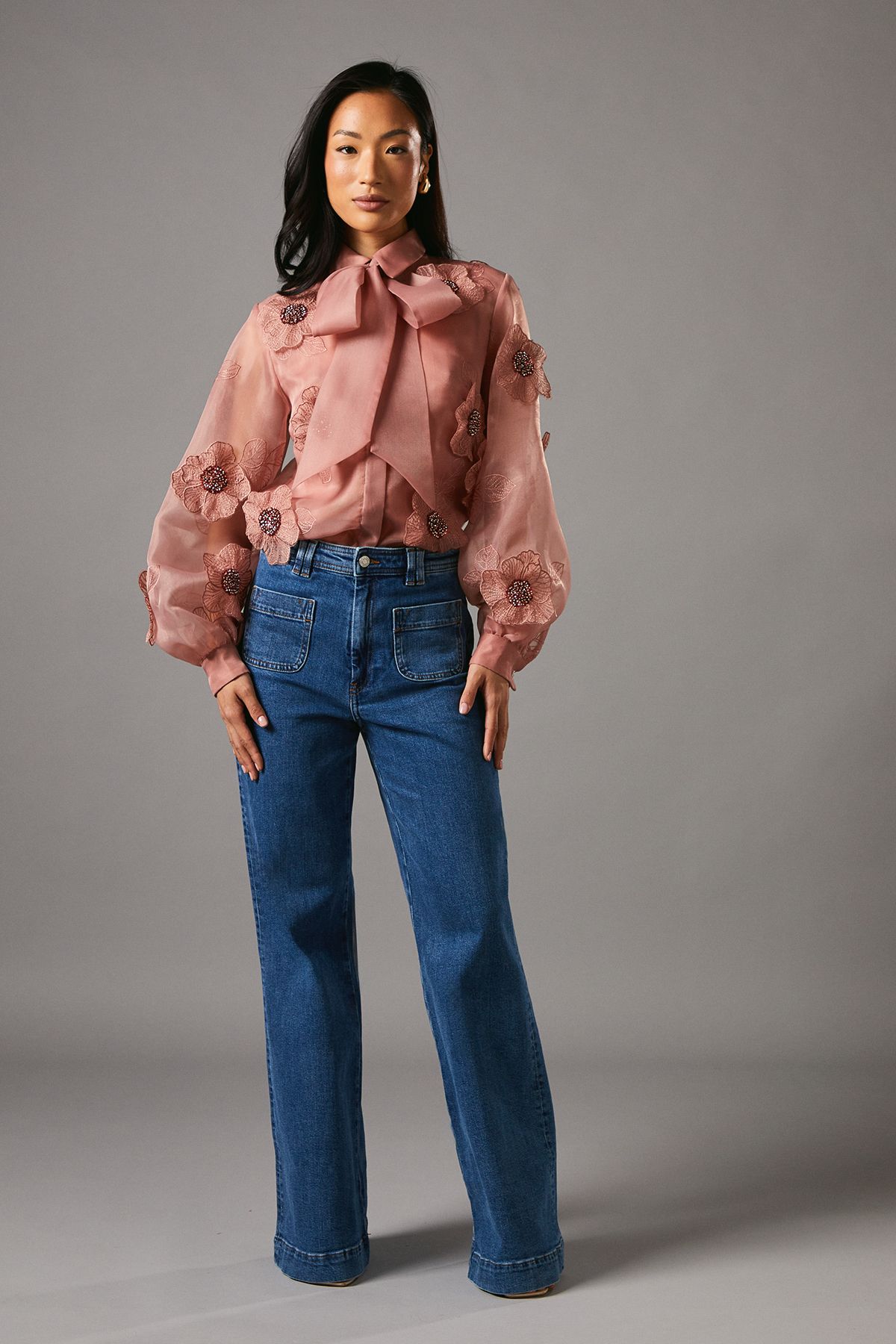 Coast 3D Flower Organza Blouse Nude image 2