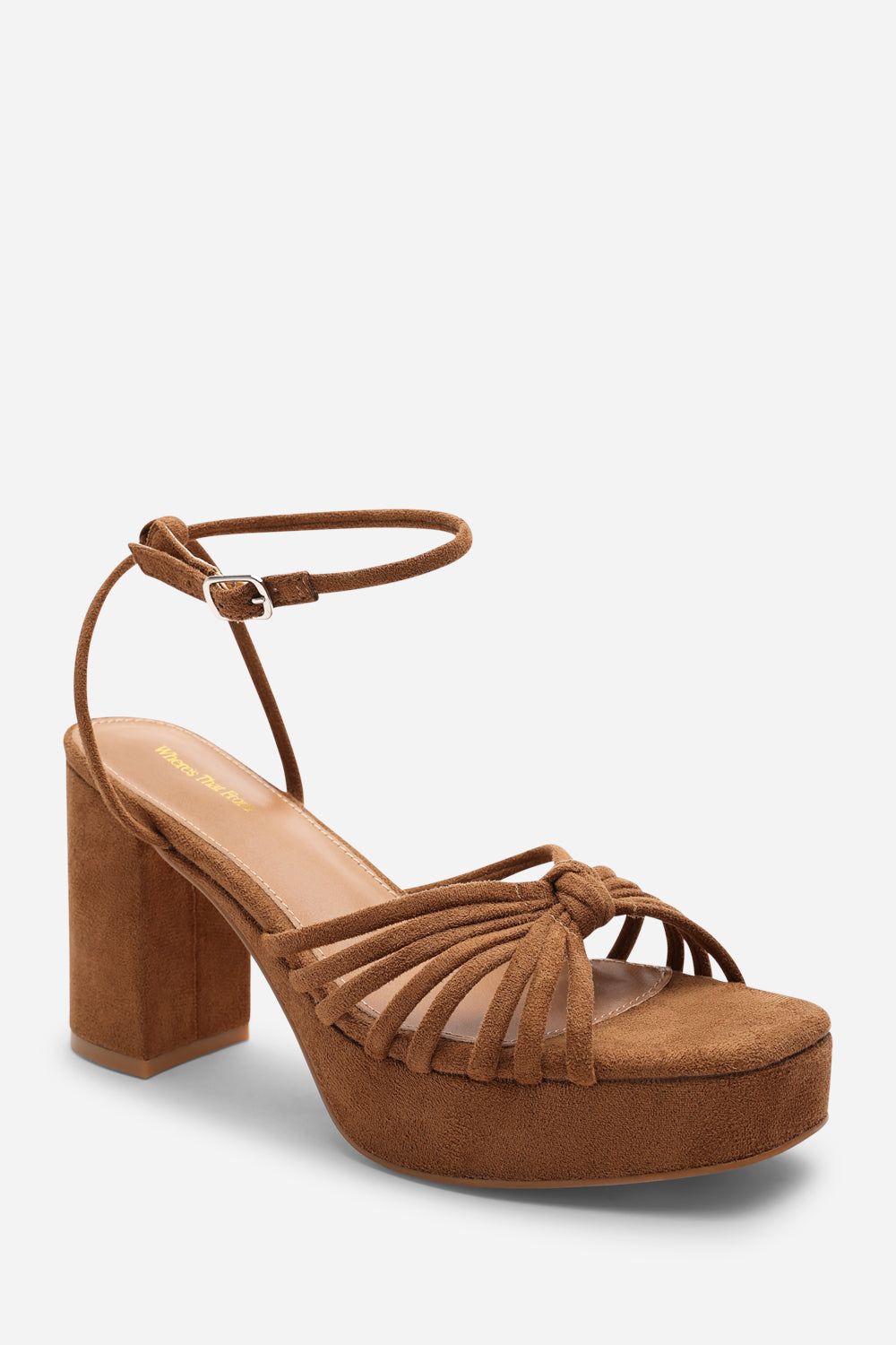 Where's That From 'Delphine' Wide Fit Suede Platform Heels with Twisted Knot Straps image 3