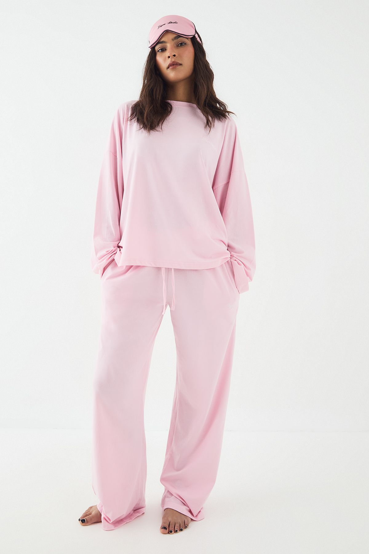 DSGN Studio DSGN Studio Lounge Long Sleeve Oversized Supersoft T-Shirt Baby Pink image 3