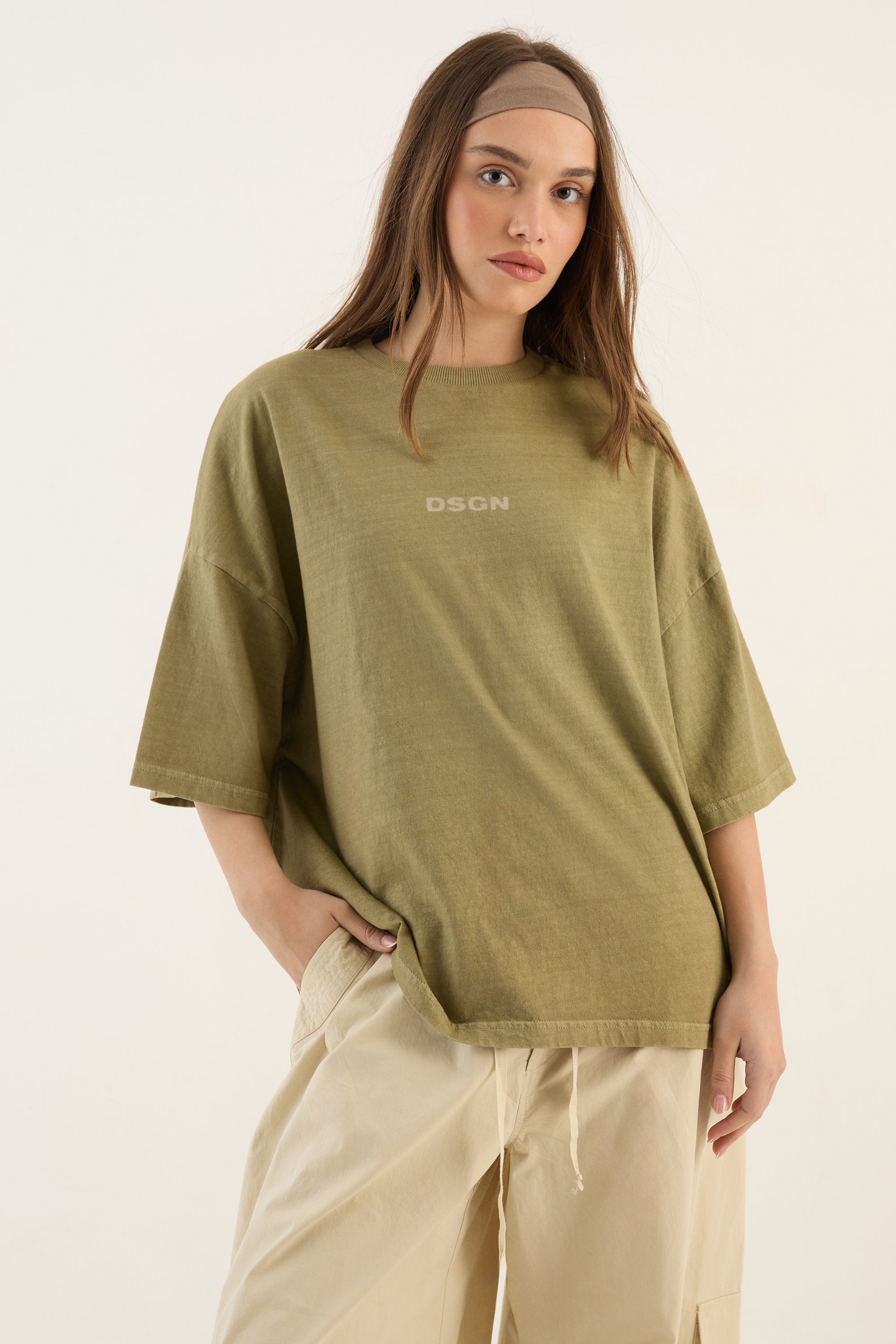 DSGN Studio DSGN Studio Heavyweight Washed Oversized Short Sleeve T-Shirt Washed Khaki