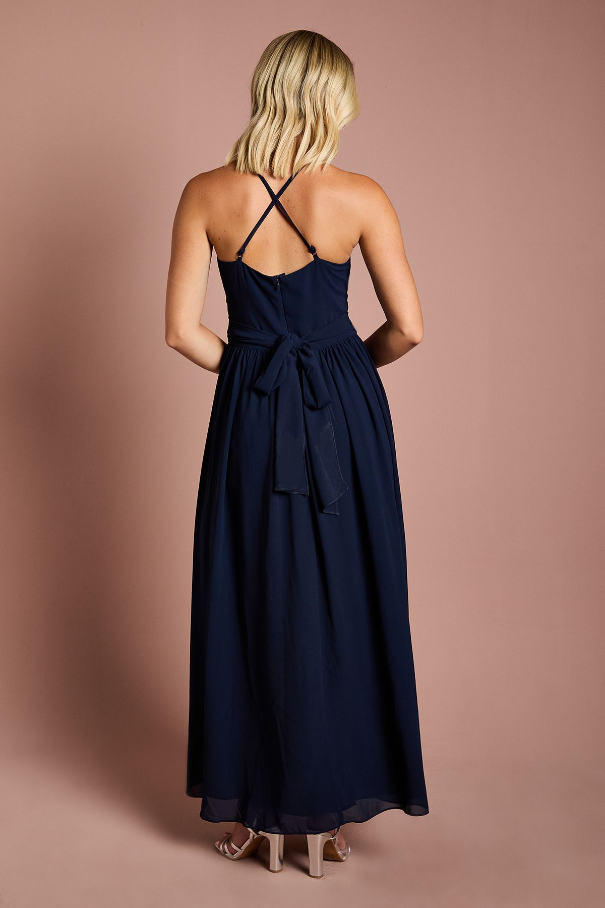 Coast Teen Coast Cross Front Detail Cami Bridesmaid Dress Navy image 3