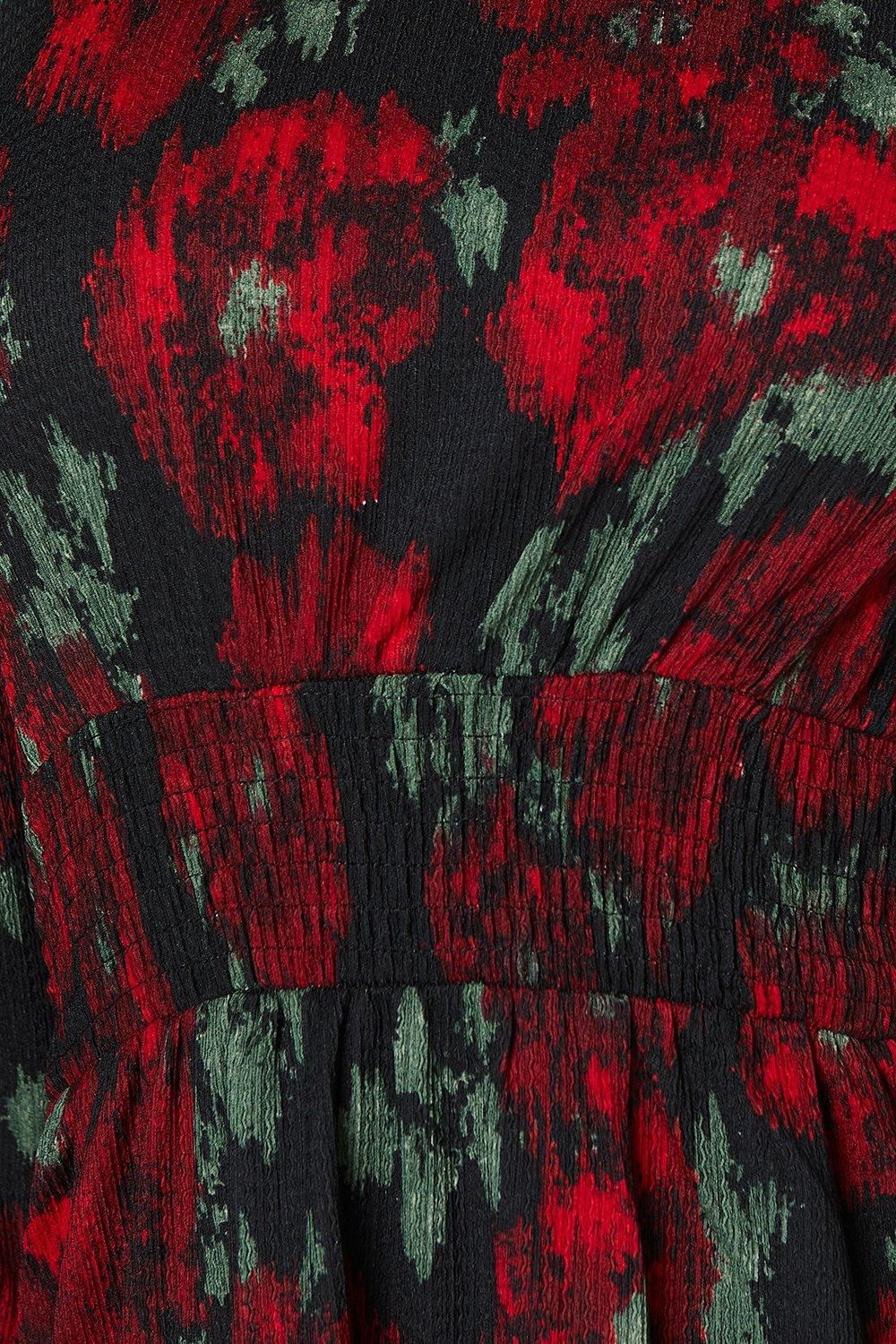 Dorothy Perkins Berry Floral Shirred Waist Long Sleeve Midi Dress Floral image 5