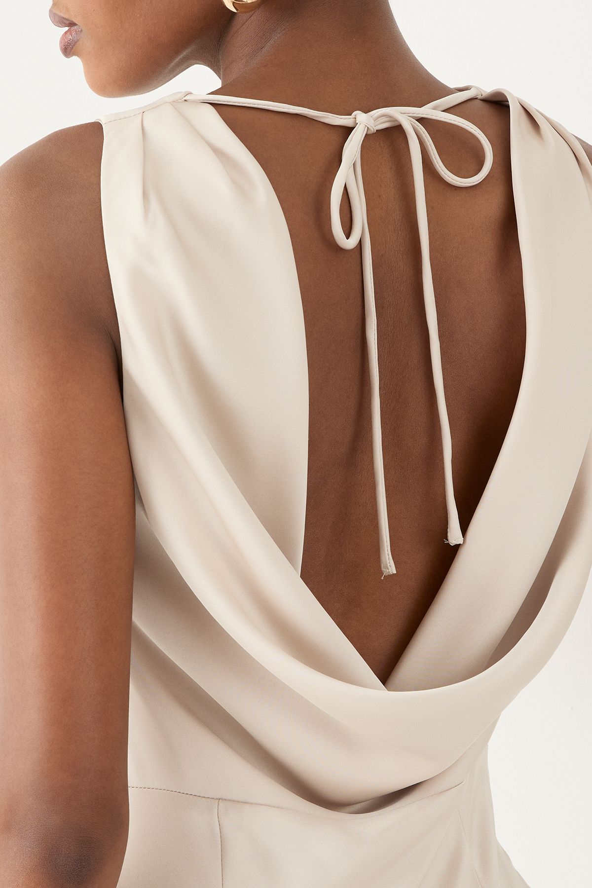 MissPap High Neck Cowl Back Bridesmaid Dress Champagne image 5