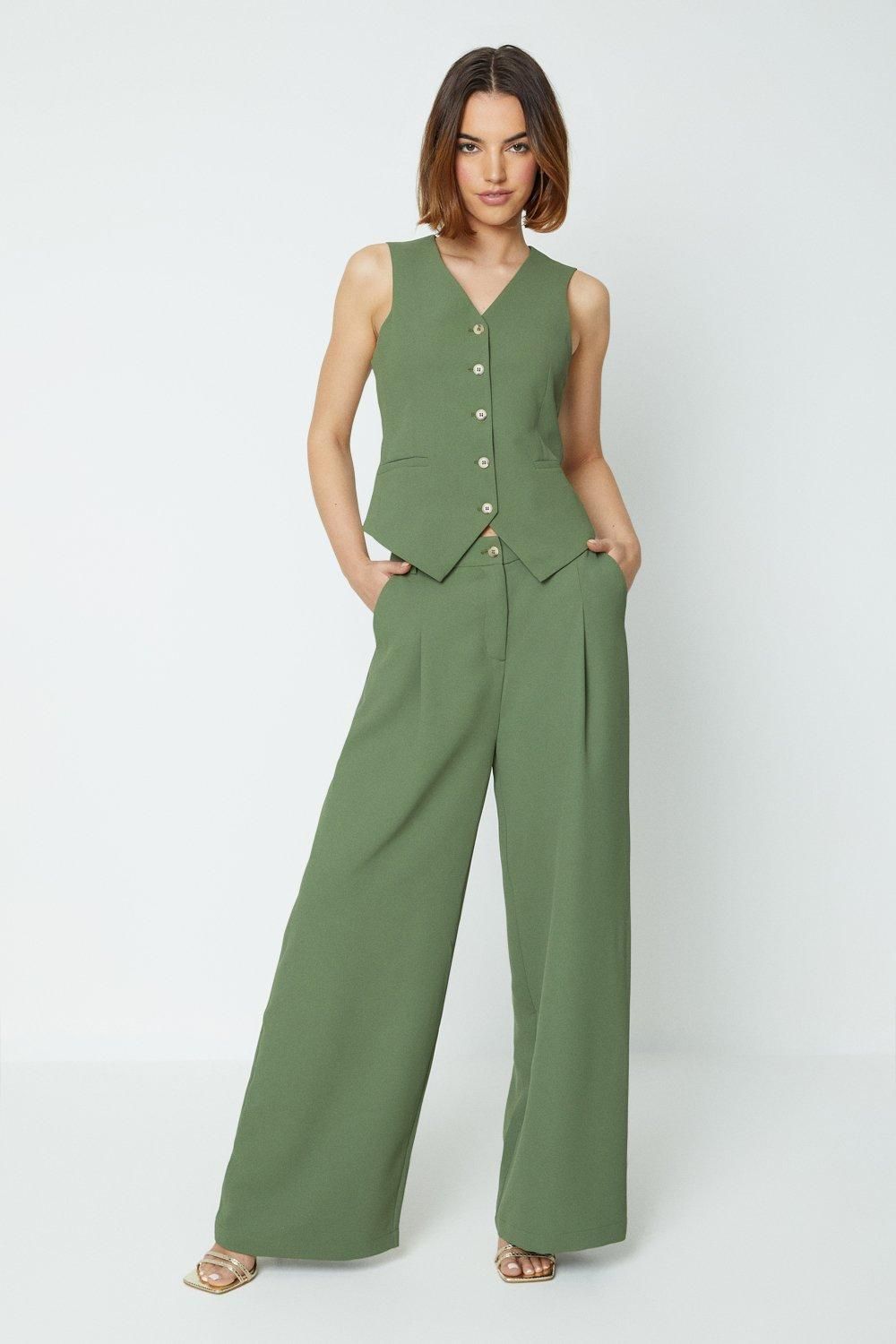 Oasis Tailored Waistcoat Khaki image 2