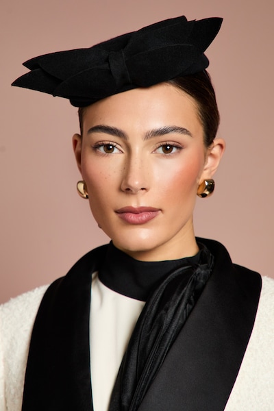 Coast Lisa Tan Black Felt Pillbox Hat With Bow Detail Black