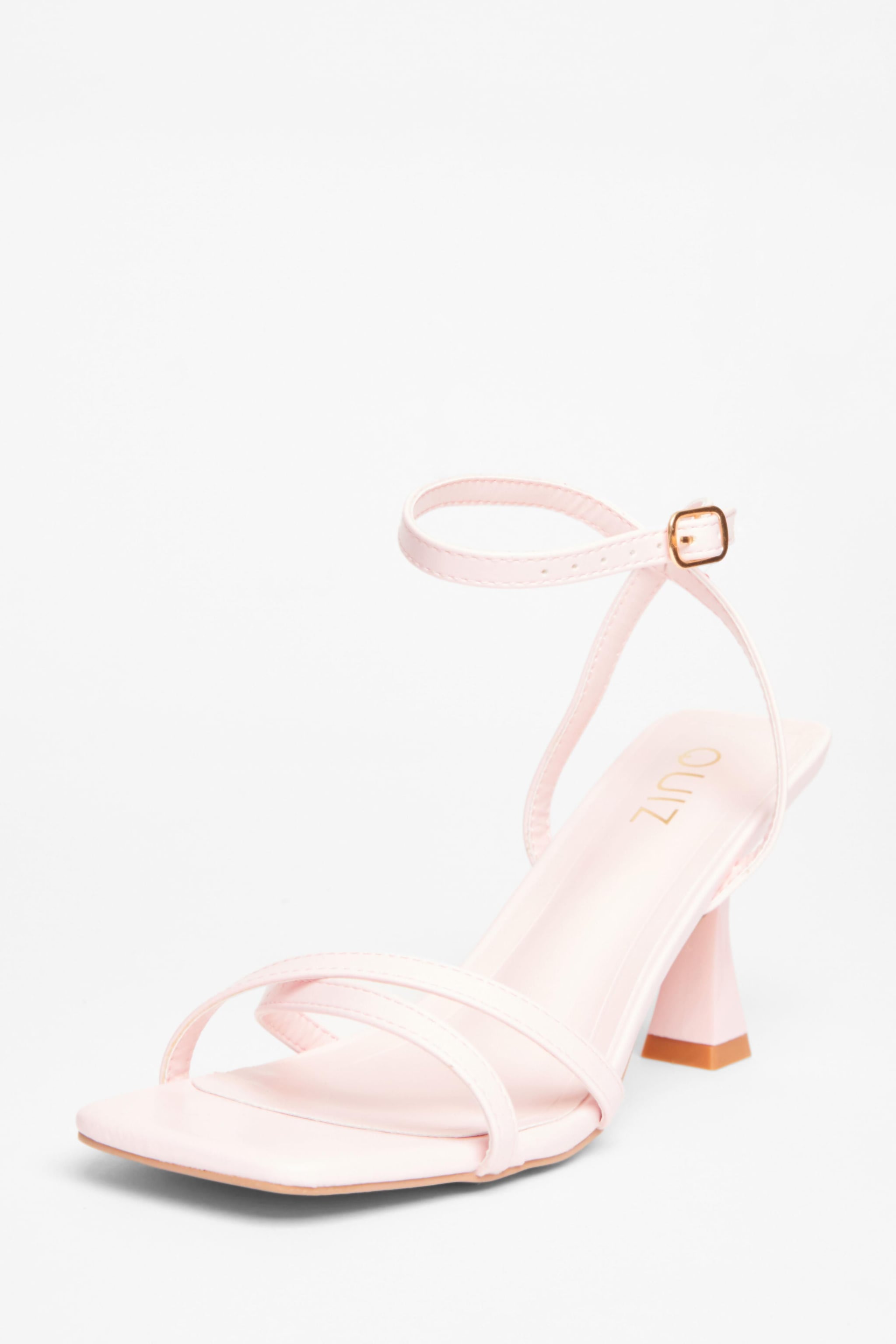 Quiz Pink Strappy Flared Heels image 1