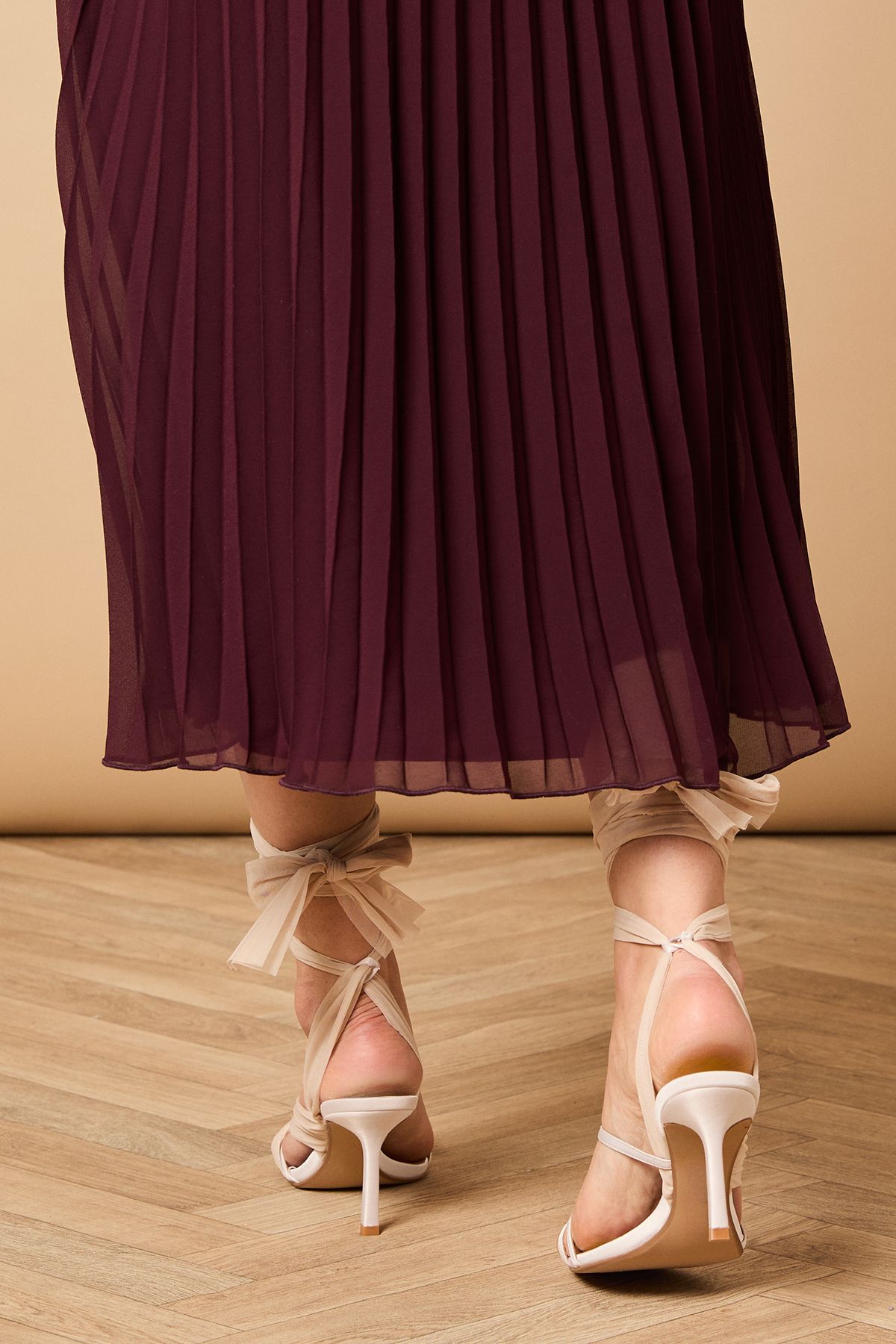 Oasis Veronelle Chiffon Ankle Tie High Stiletto Heel Sandals Cream image 4